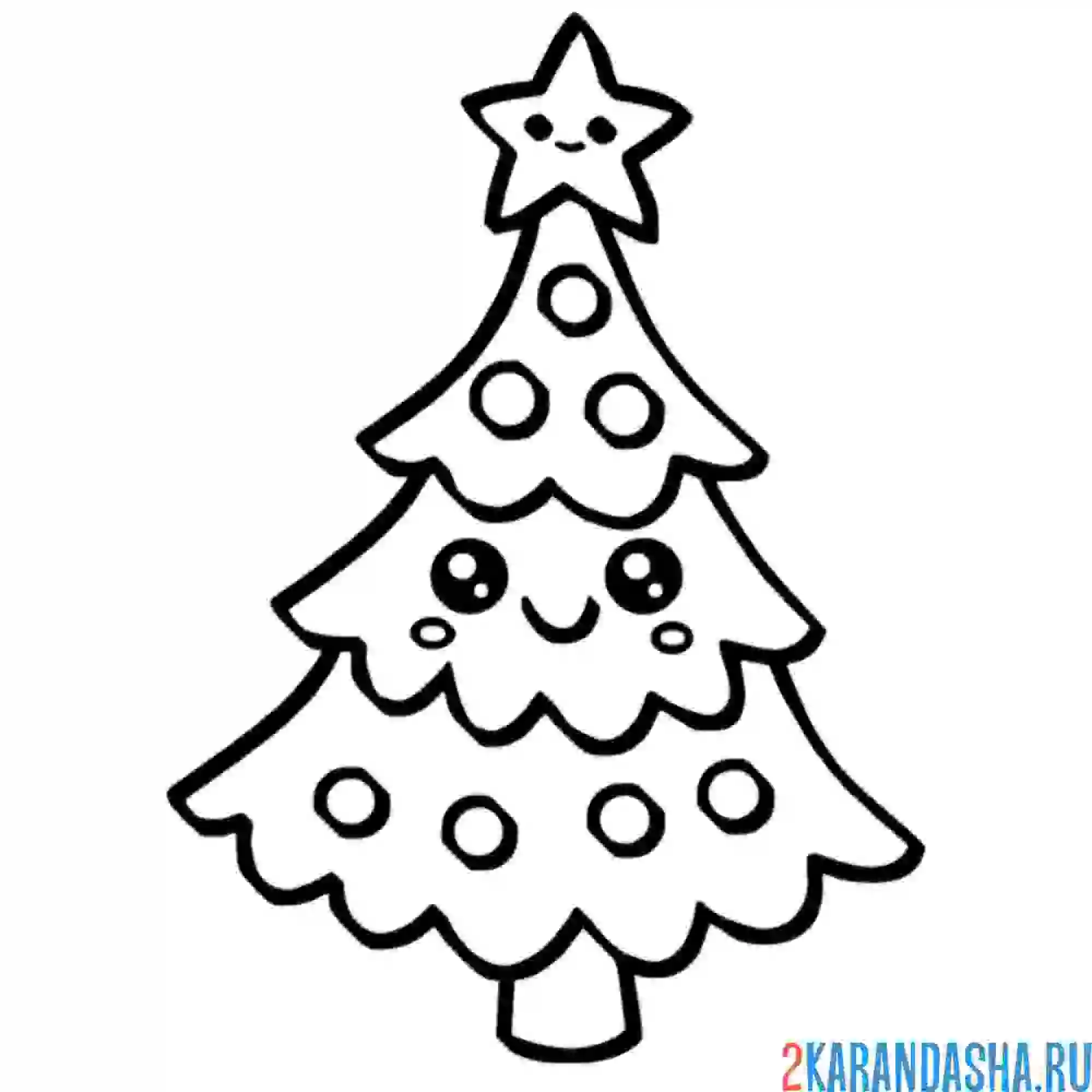 Раскраска елочка кавай