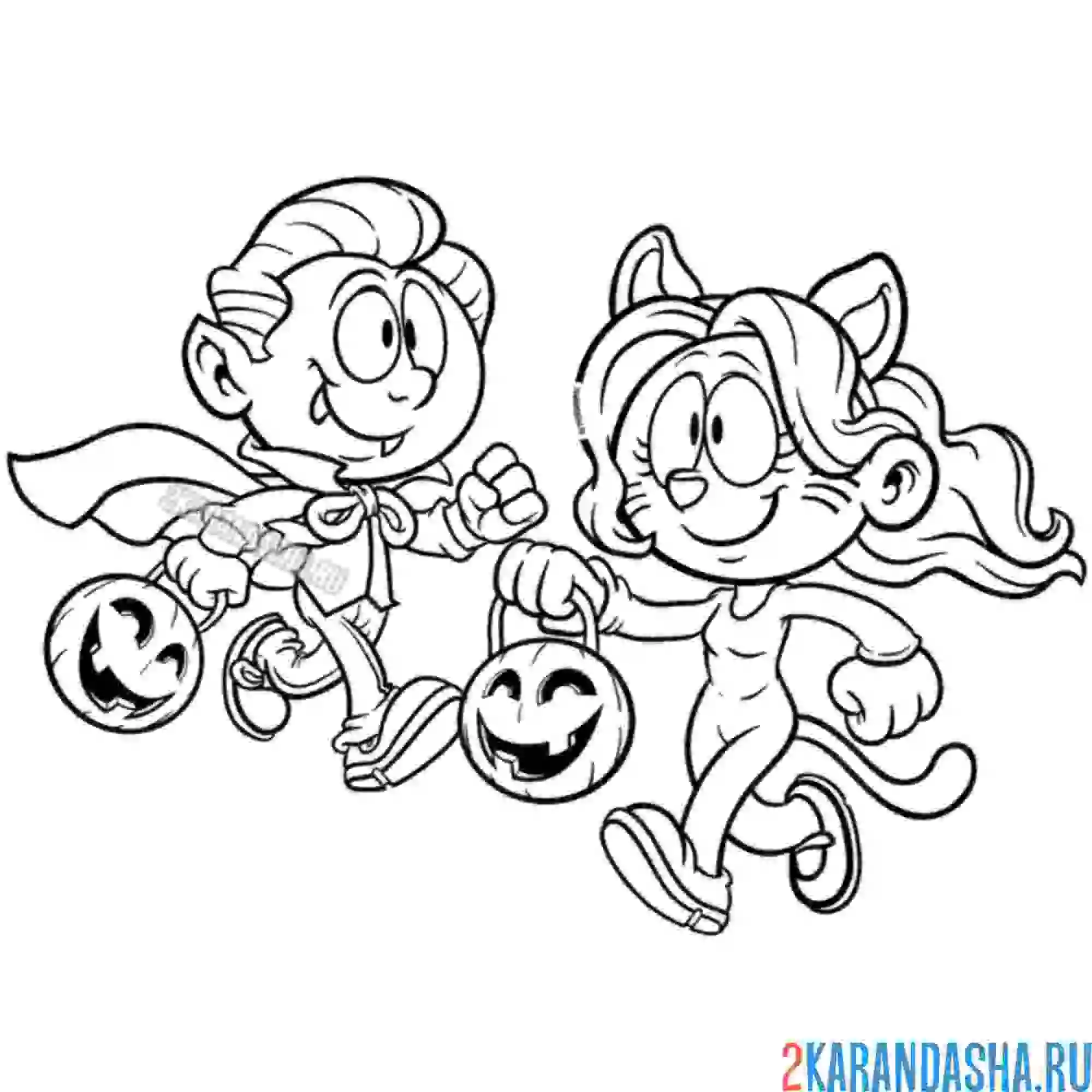 Раскраска дети бегут за конфетами