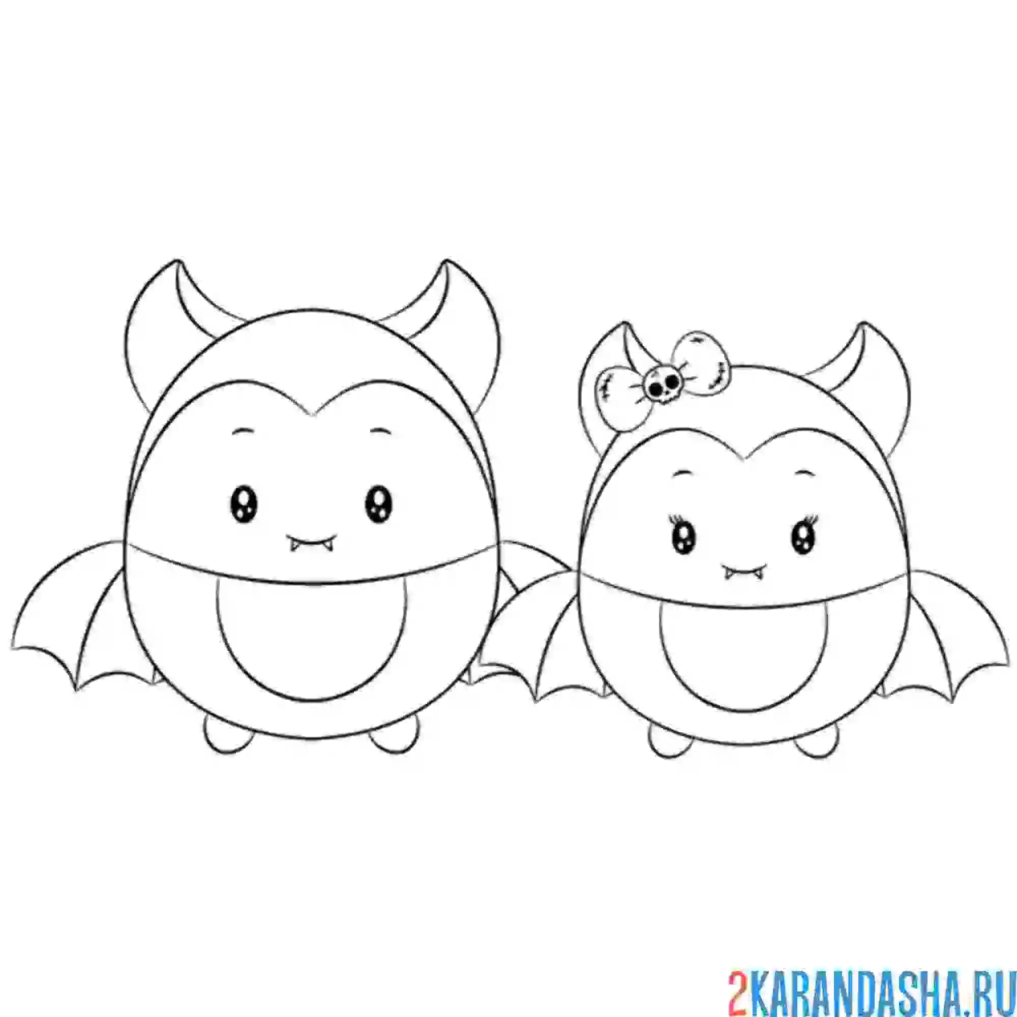 Раскраска муж и жена летучая мышь