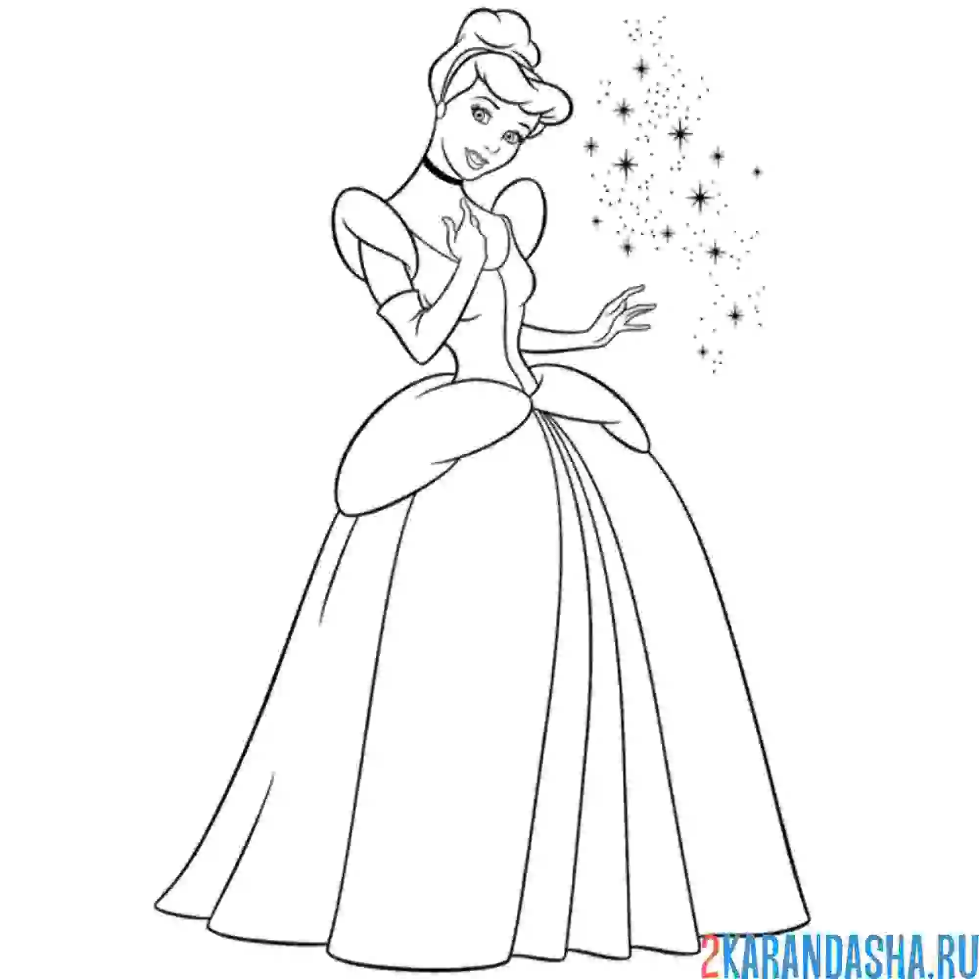 Раскраска волшебная принцесса золушка