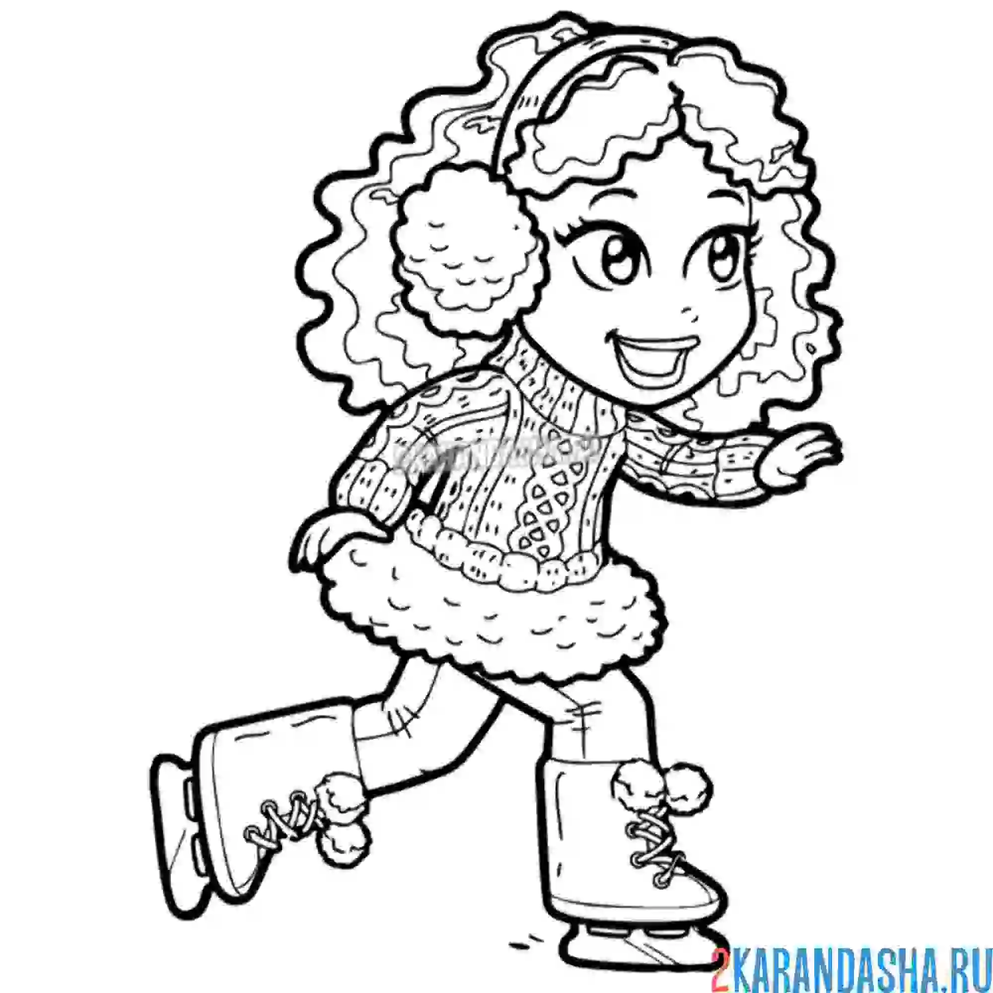 Раскраска фигуристка, фигурное катание