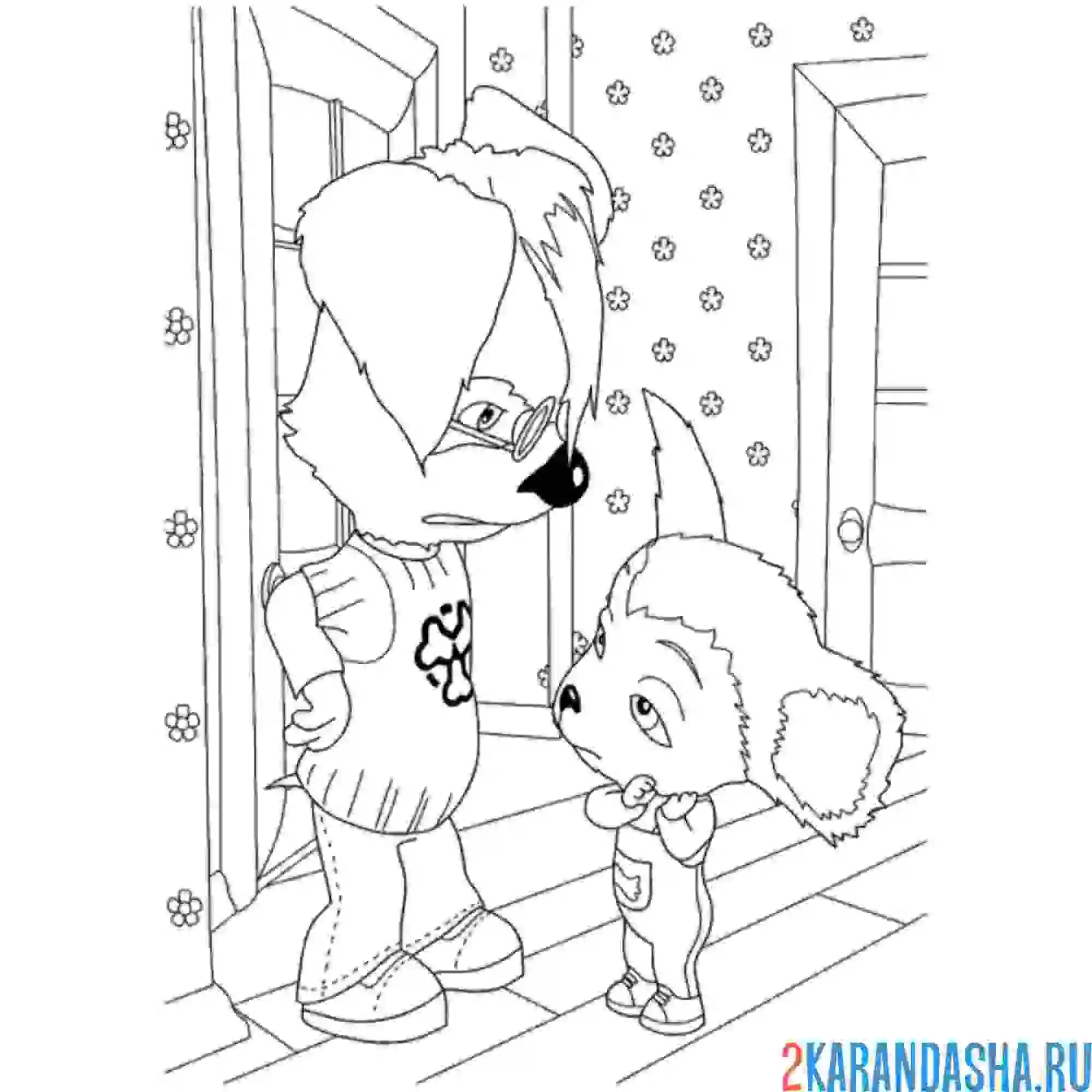 Раскраска малыш и дружок разговаривают