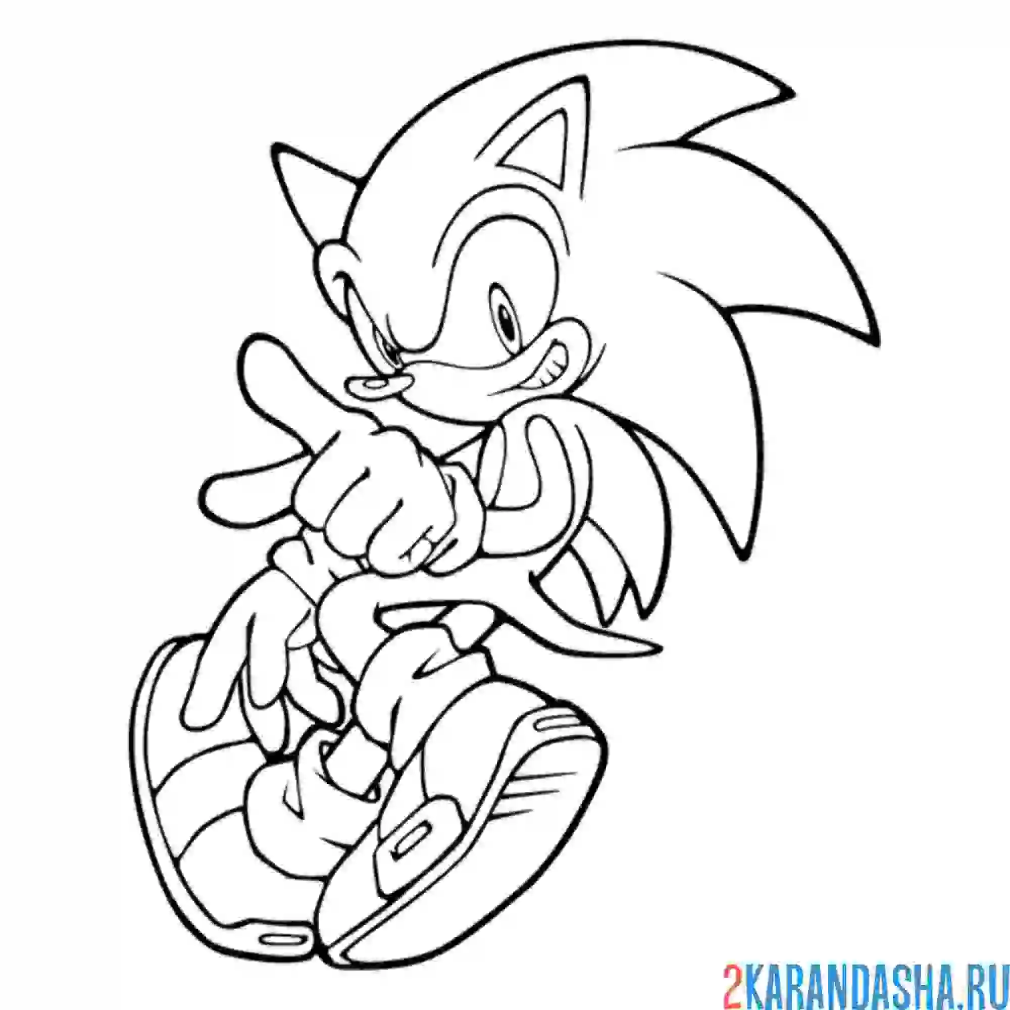 Раскраска крутой ежик соник