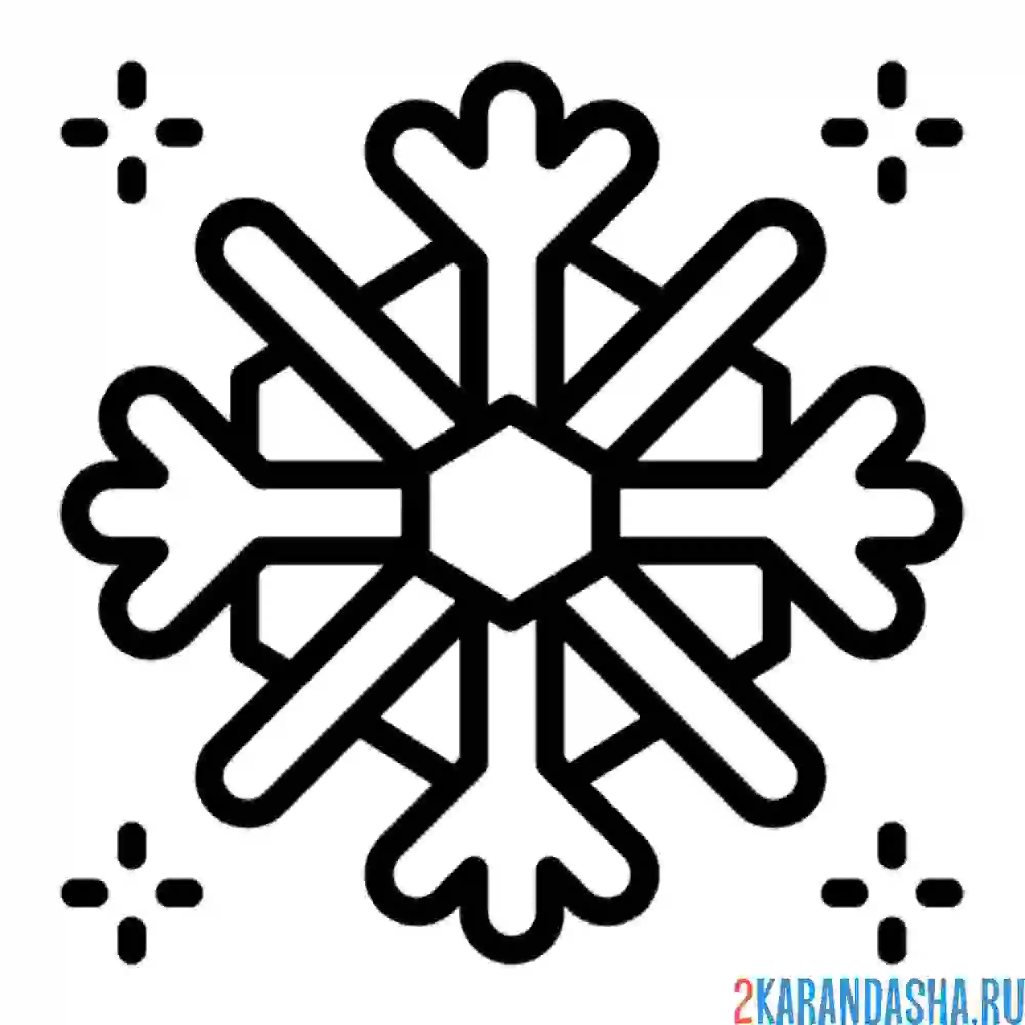 Раскраска простая форма снежинки