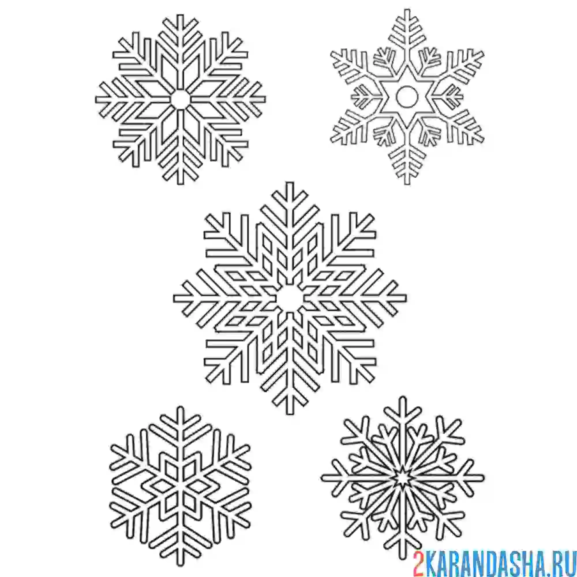 Раскраска большой выбор снежинок