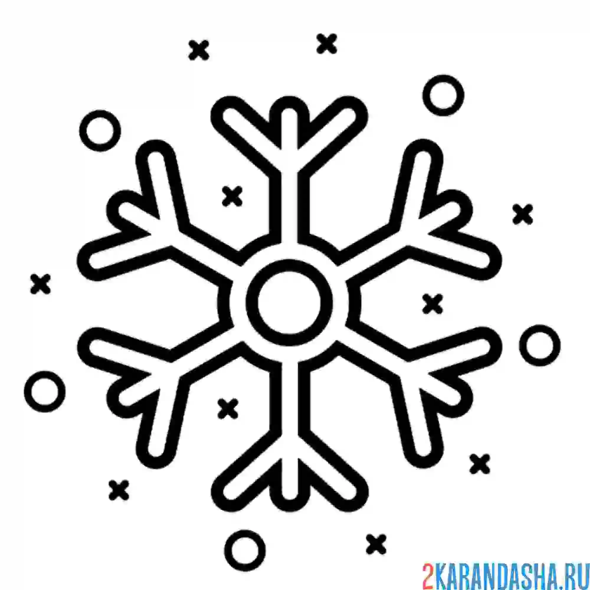 Раскраска снежинка со снегом
