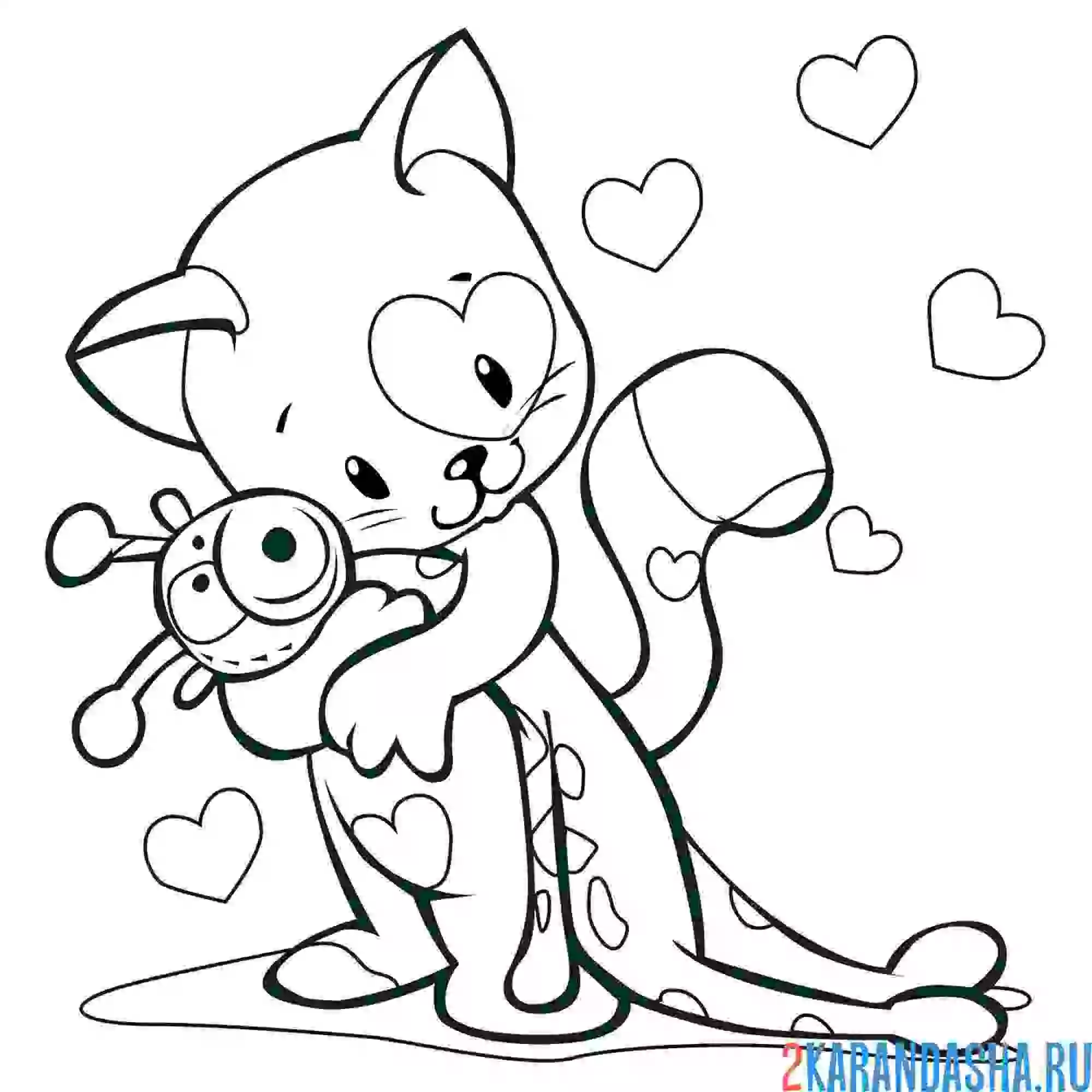 Раскраска миленький котенок