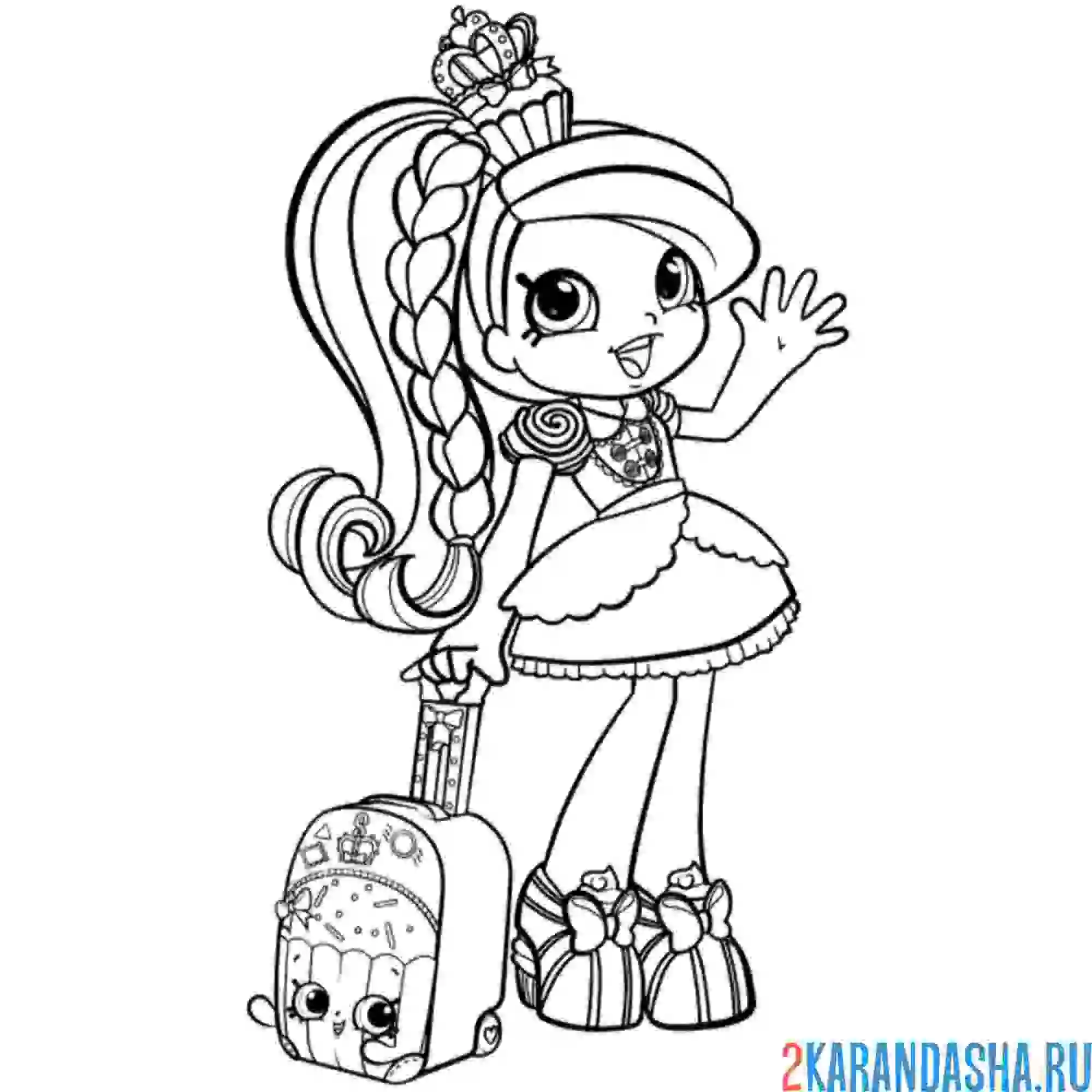Раскраска shopkins кукла путешественница с чемоданом
