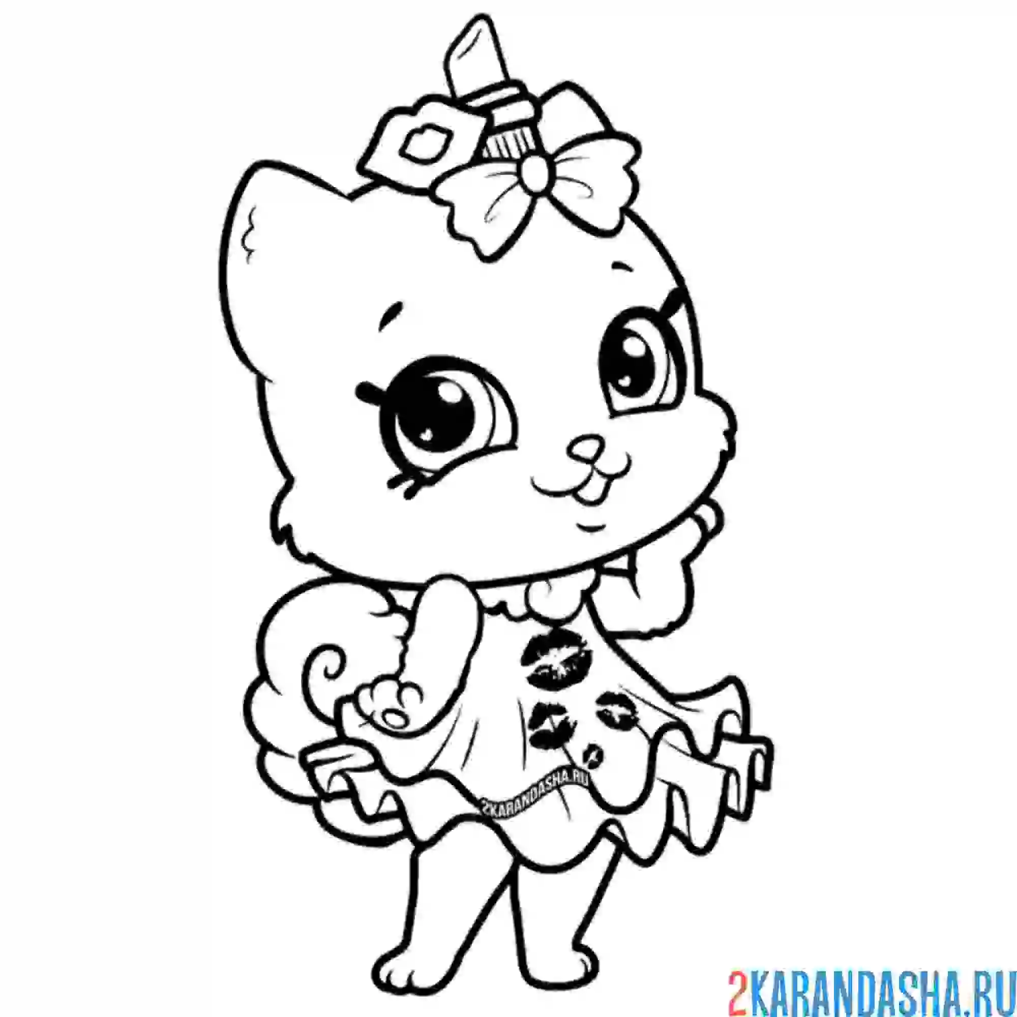 Раскраска животные котенок кисси бу шопкинс