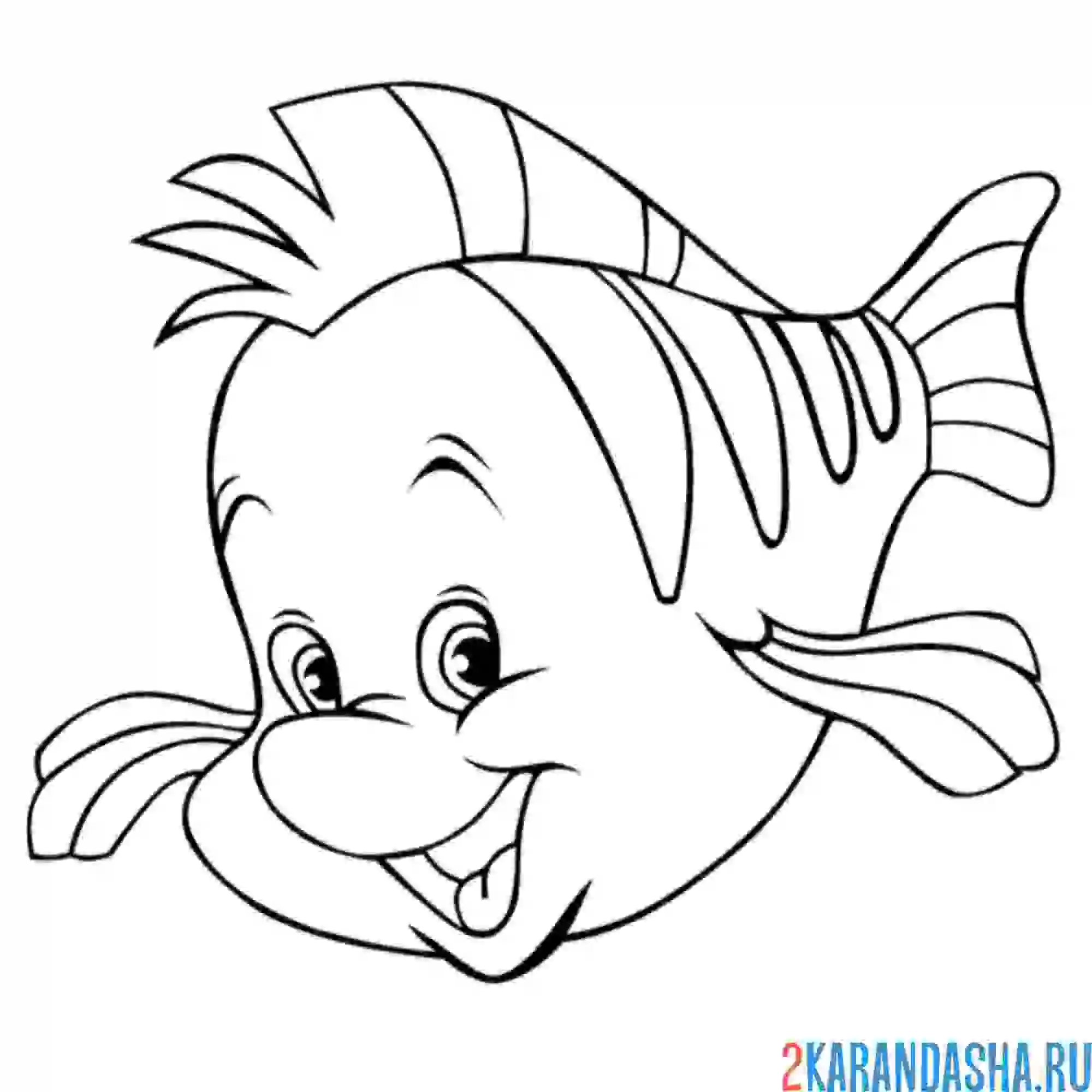 Раскраска друг ариэль флаундер