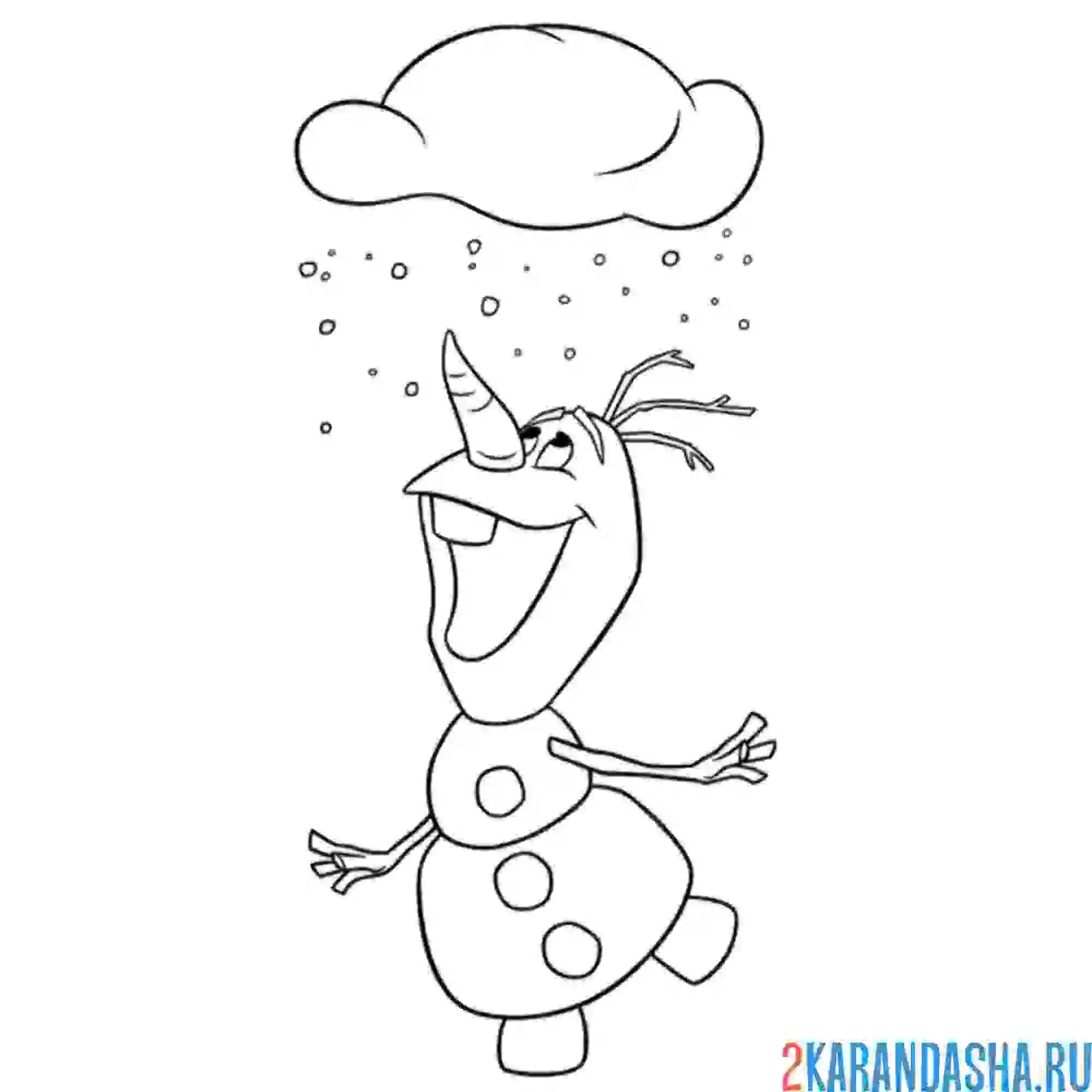 Раскраска олаф радуется снегу