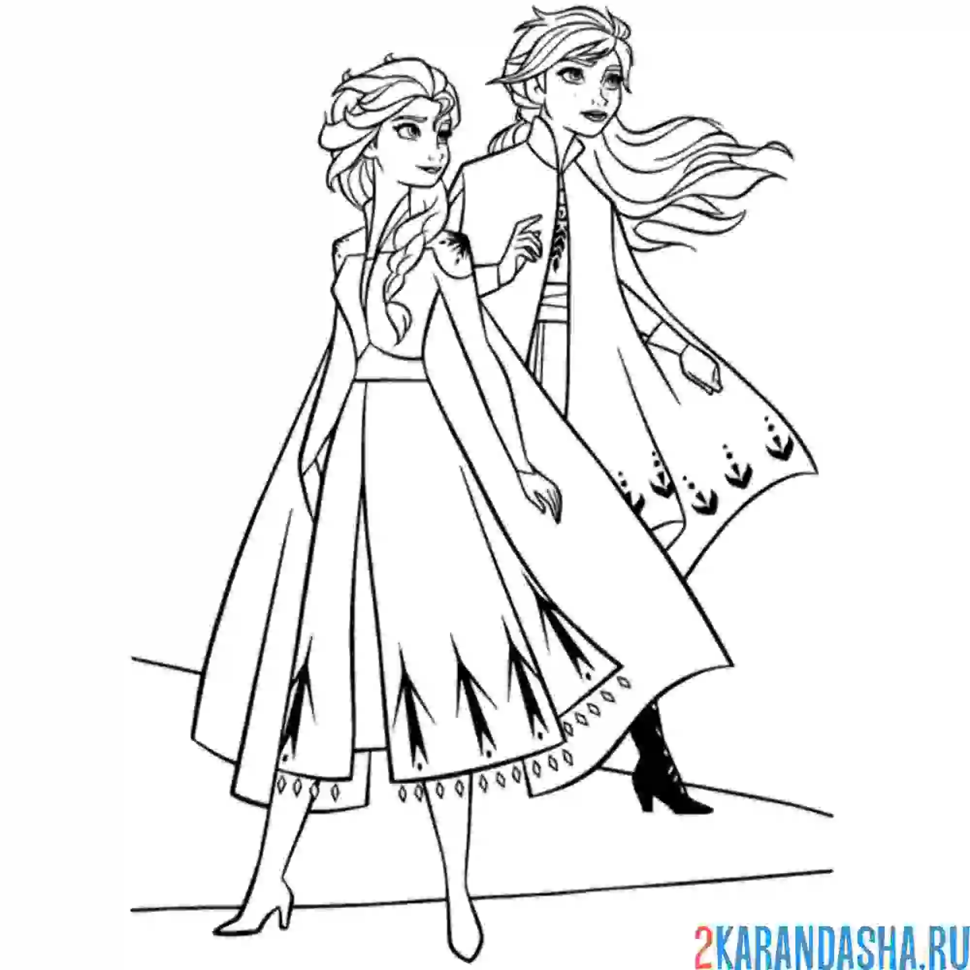 Раскраска эльза и анна на страже