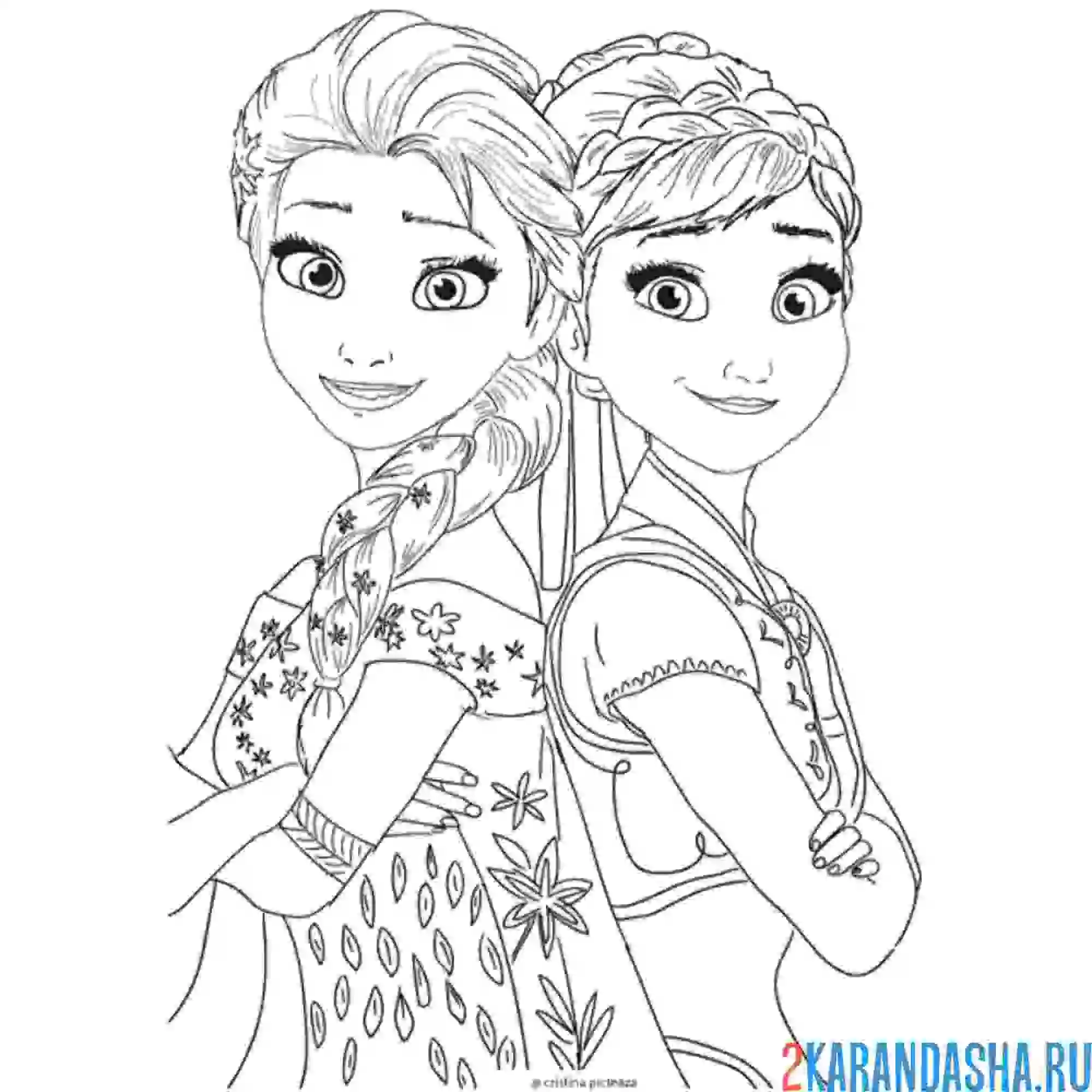 Раскраска анна и эльза в новой части