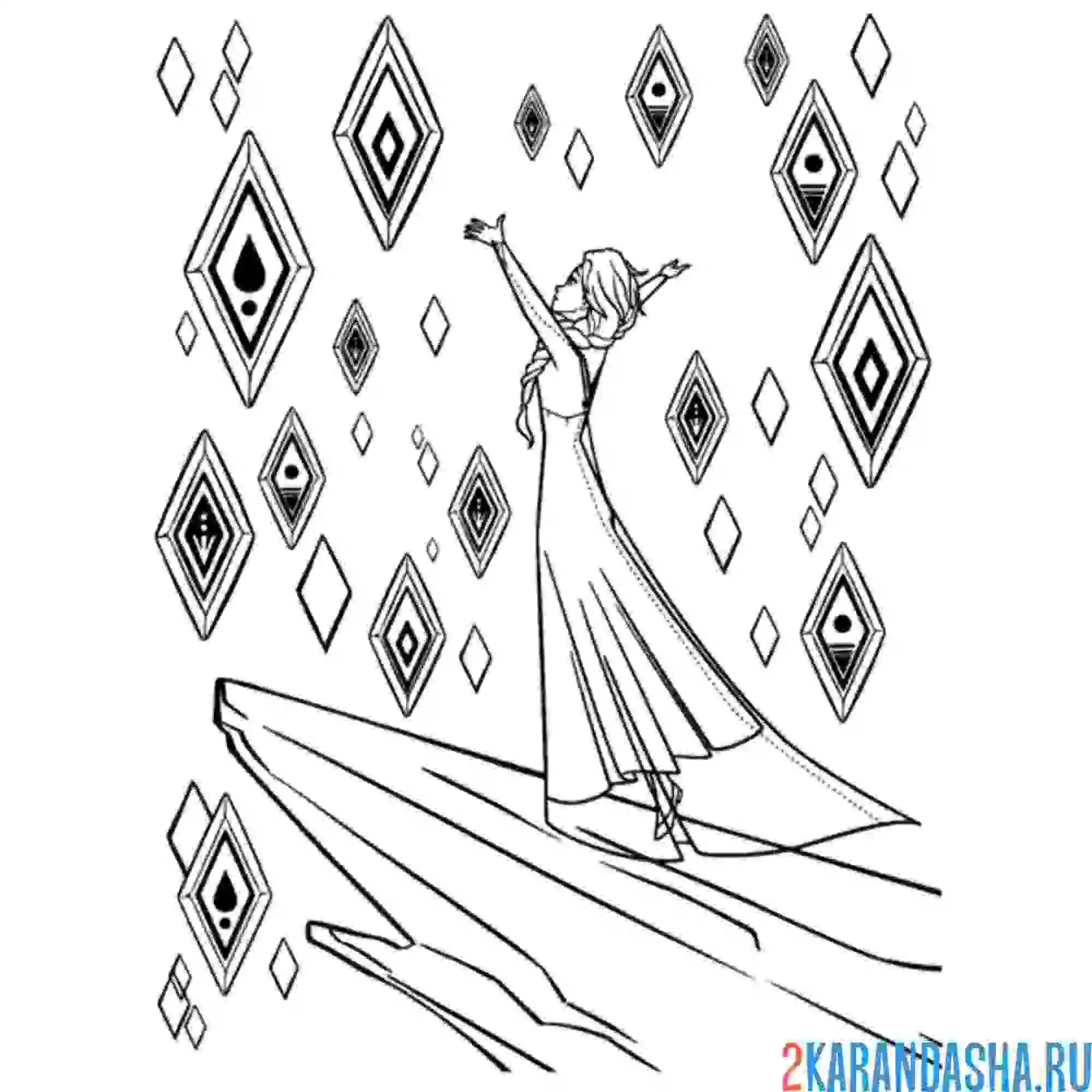 Раскраска эльза и кристаллы стихий