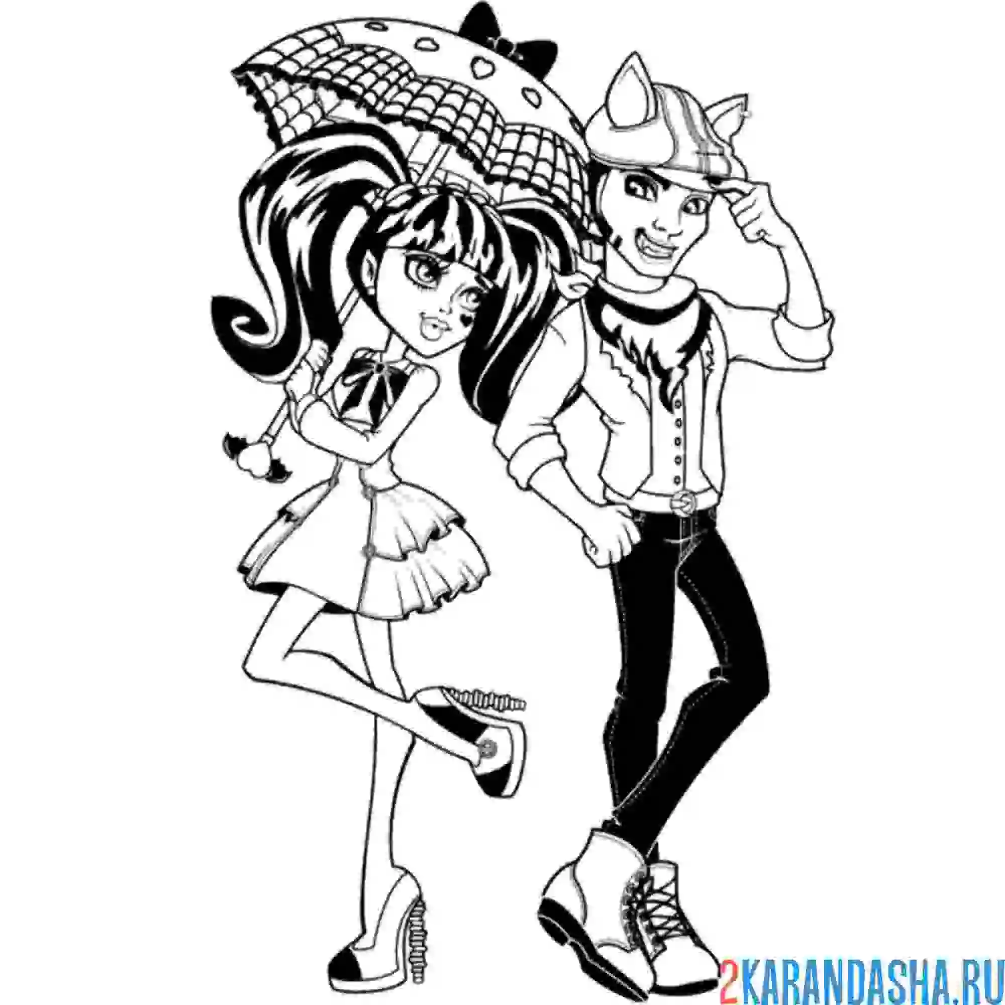 Раскраска монстр хай дракулаура и клод вульф