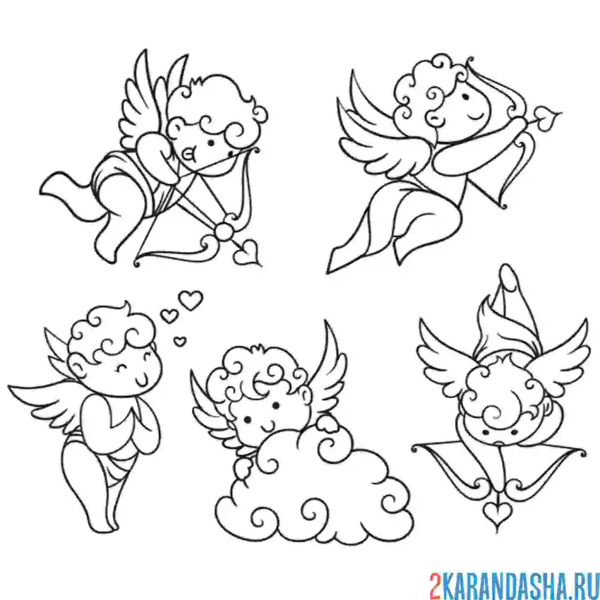 Раскраска ангелочки купидоны