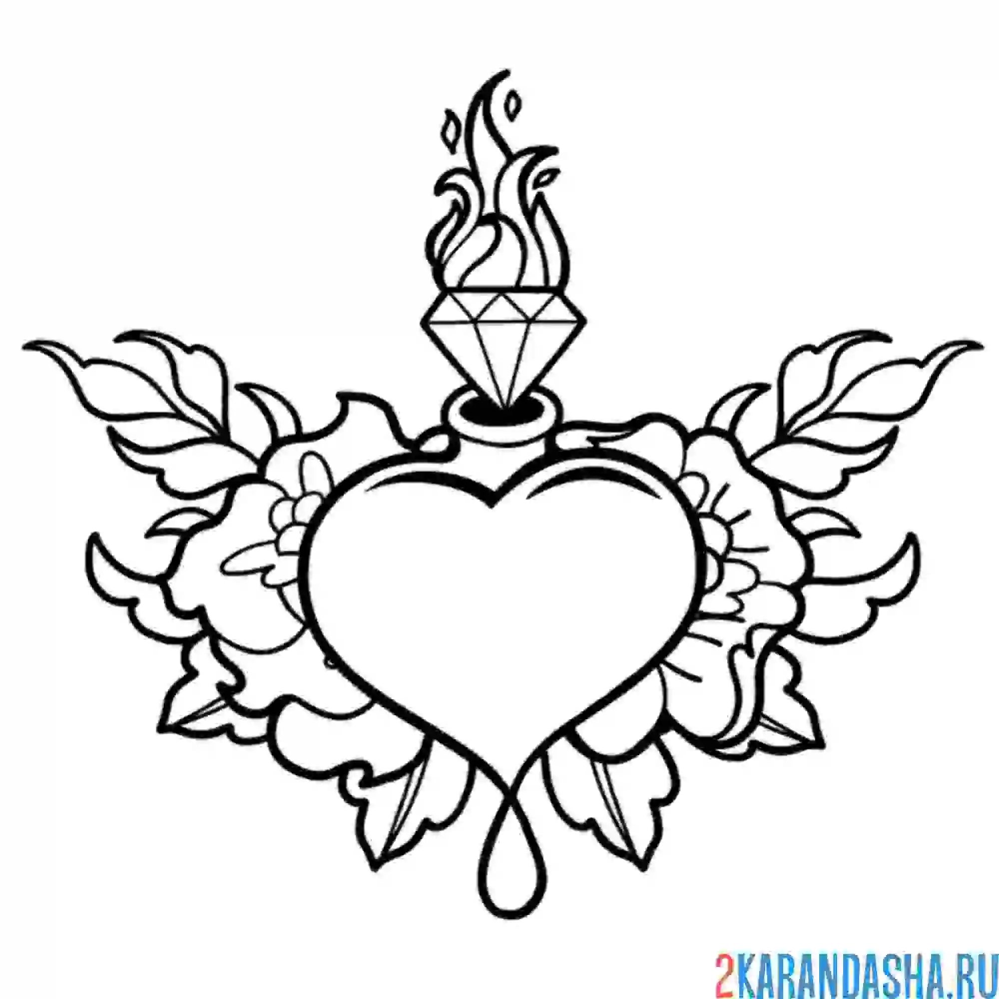 Раскраска флакон сердца