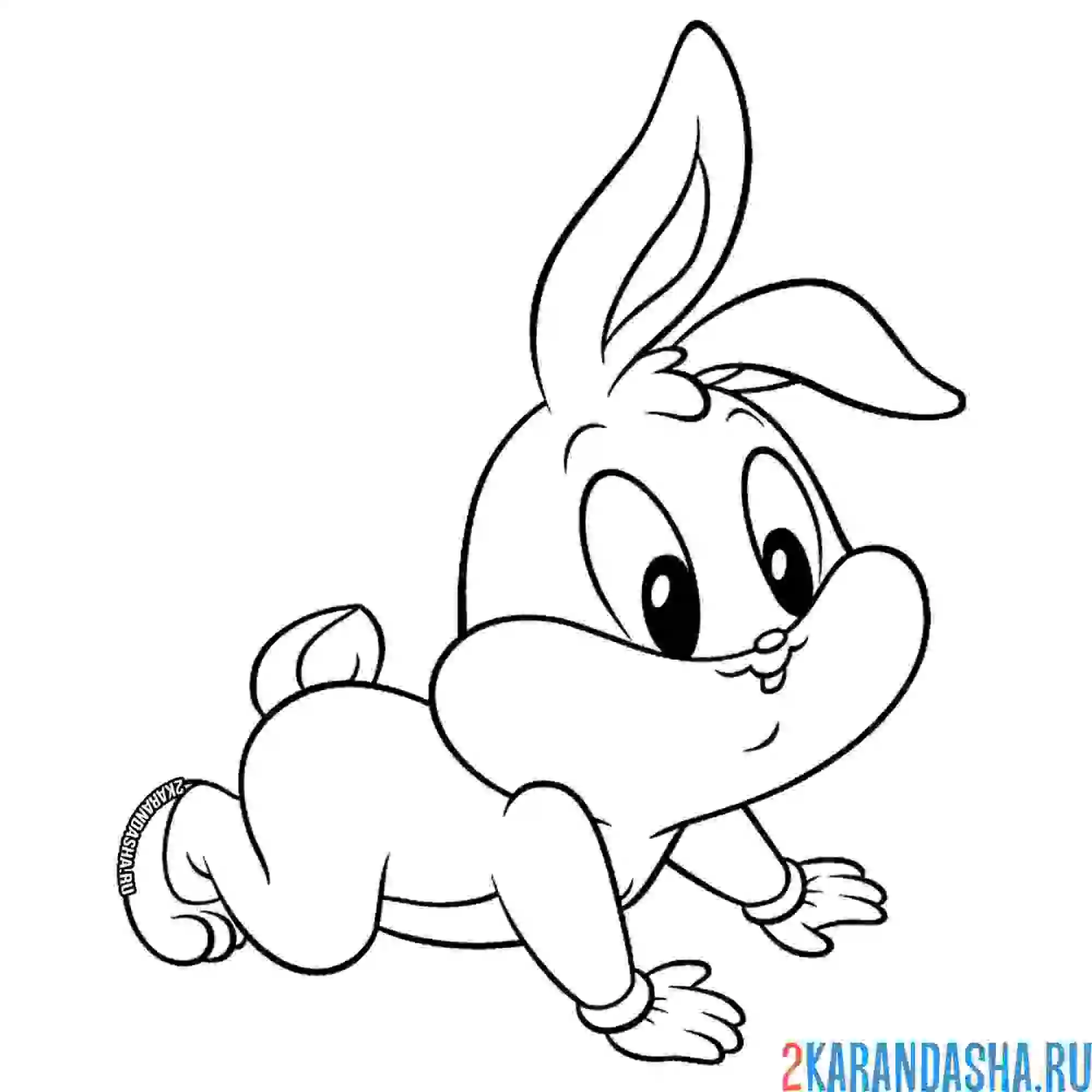 Раскраска маленький крольчонок ползет