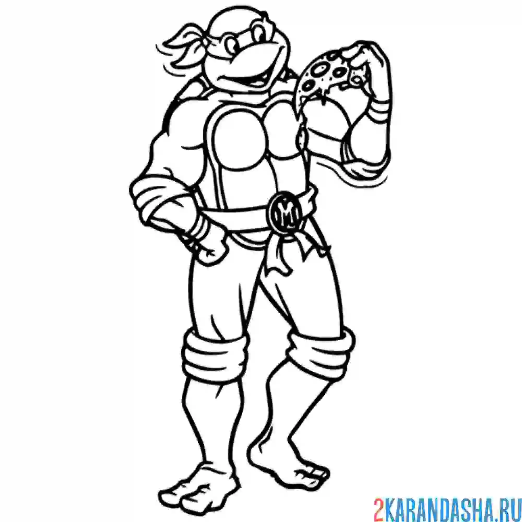 Раскраска микеланджело черепашка-ниндзя ест пиццу