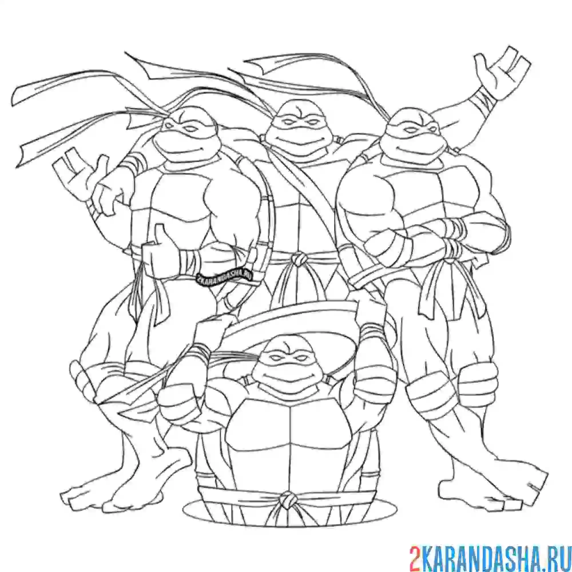Раскраска все черепашки-ниндзя