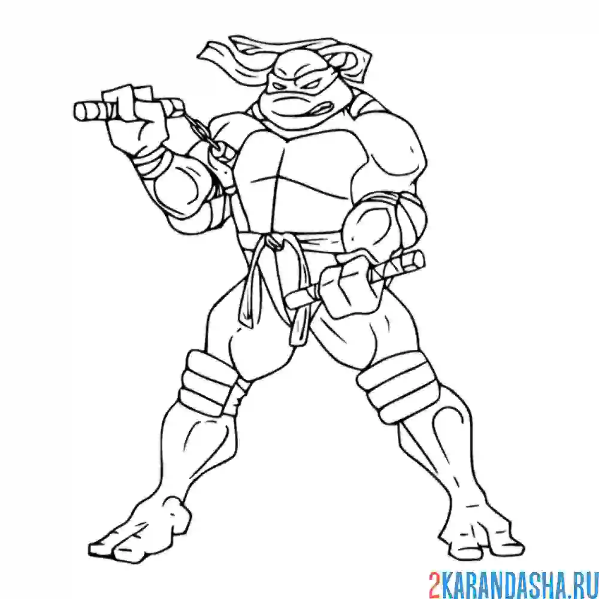 Раскраска микеланджело черепашка-ниндзя в стойке