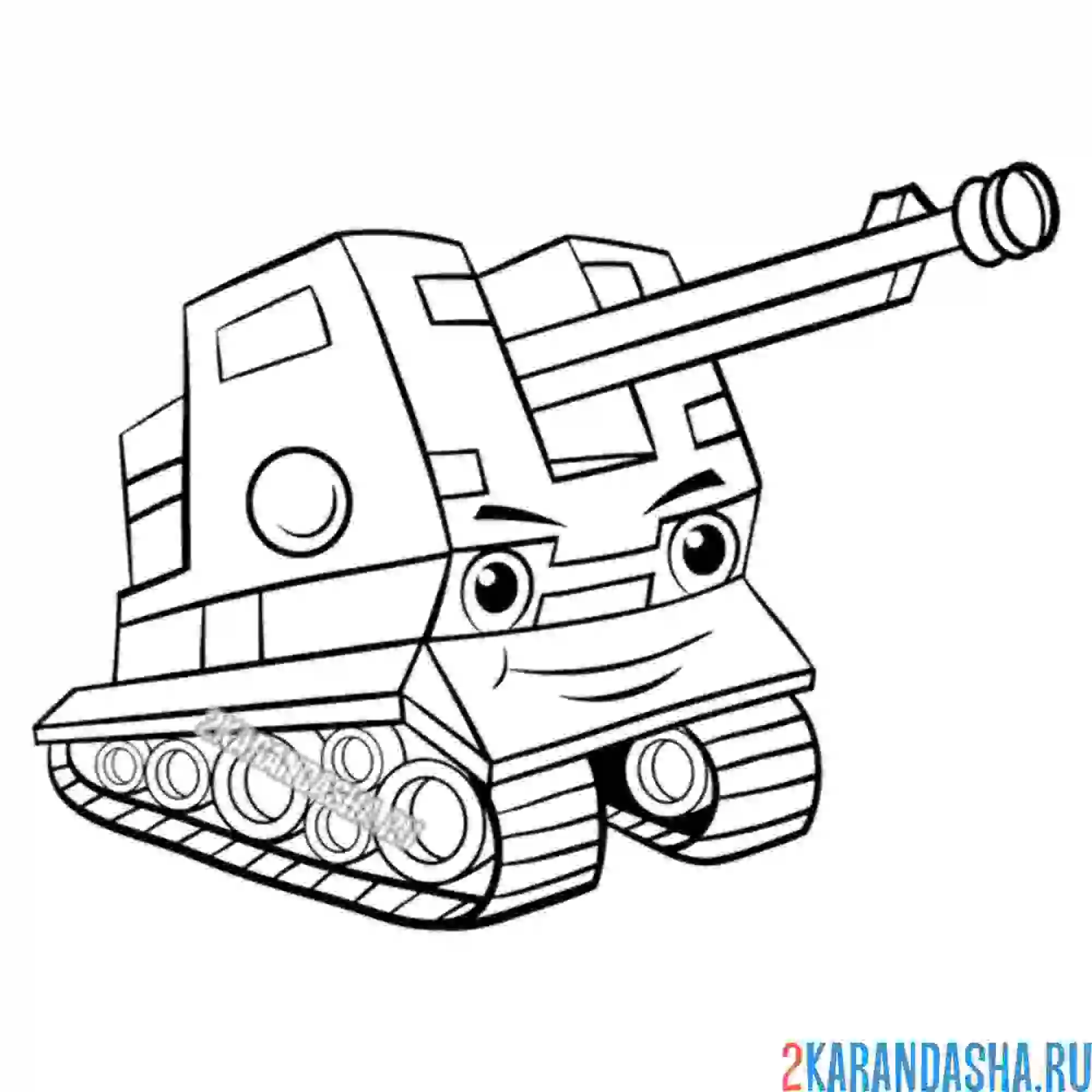 Раскраска артиллерийский танк