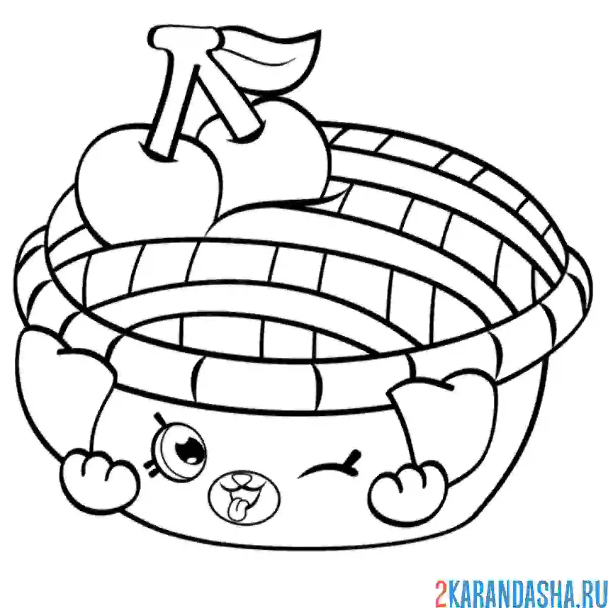 Раскраска пирог собачка с вишней шопкинс