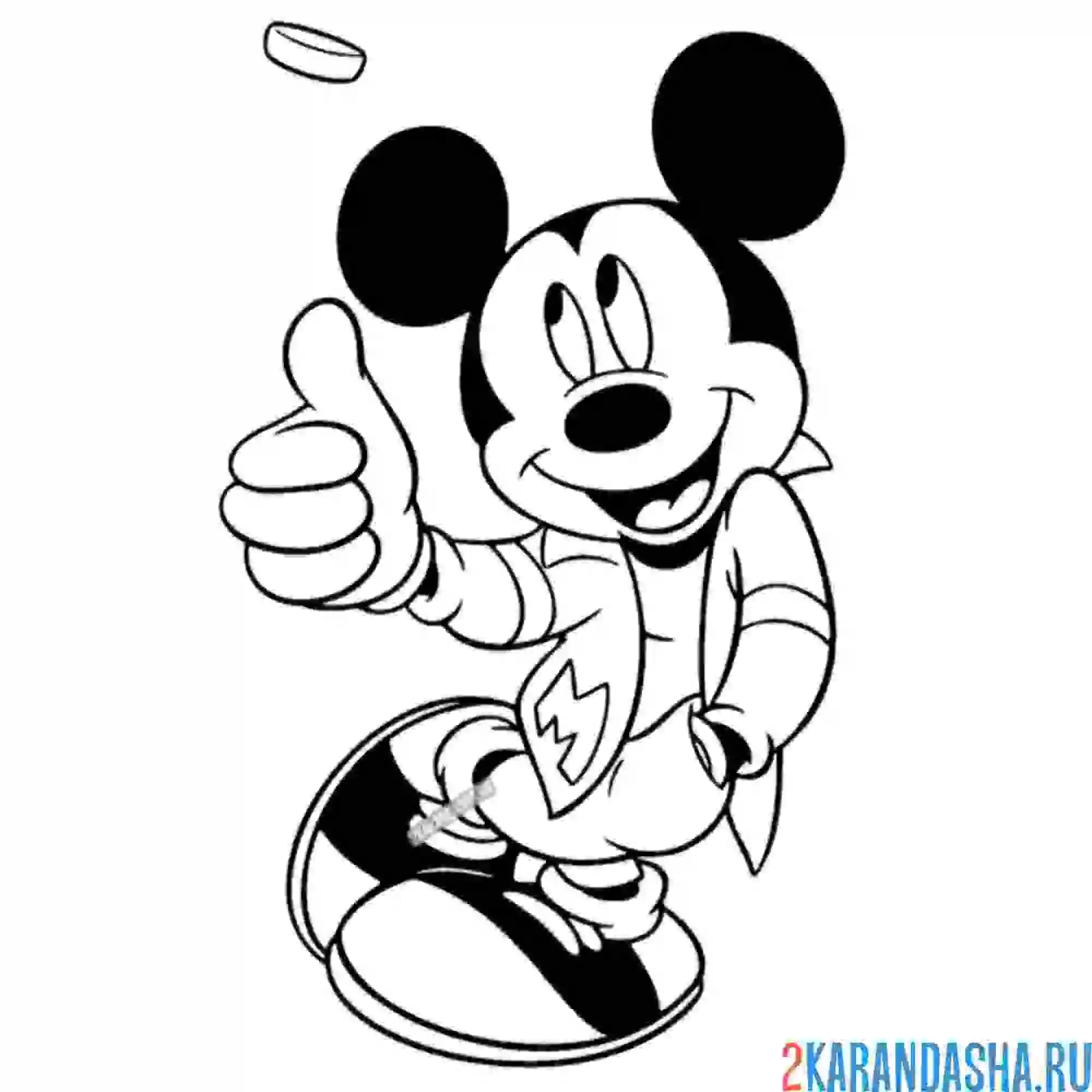 Раскраска микки маус кидает монетку