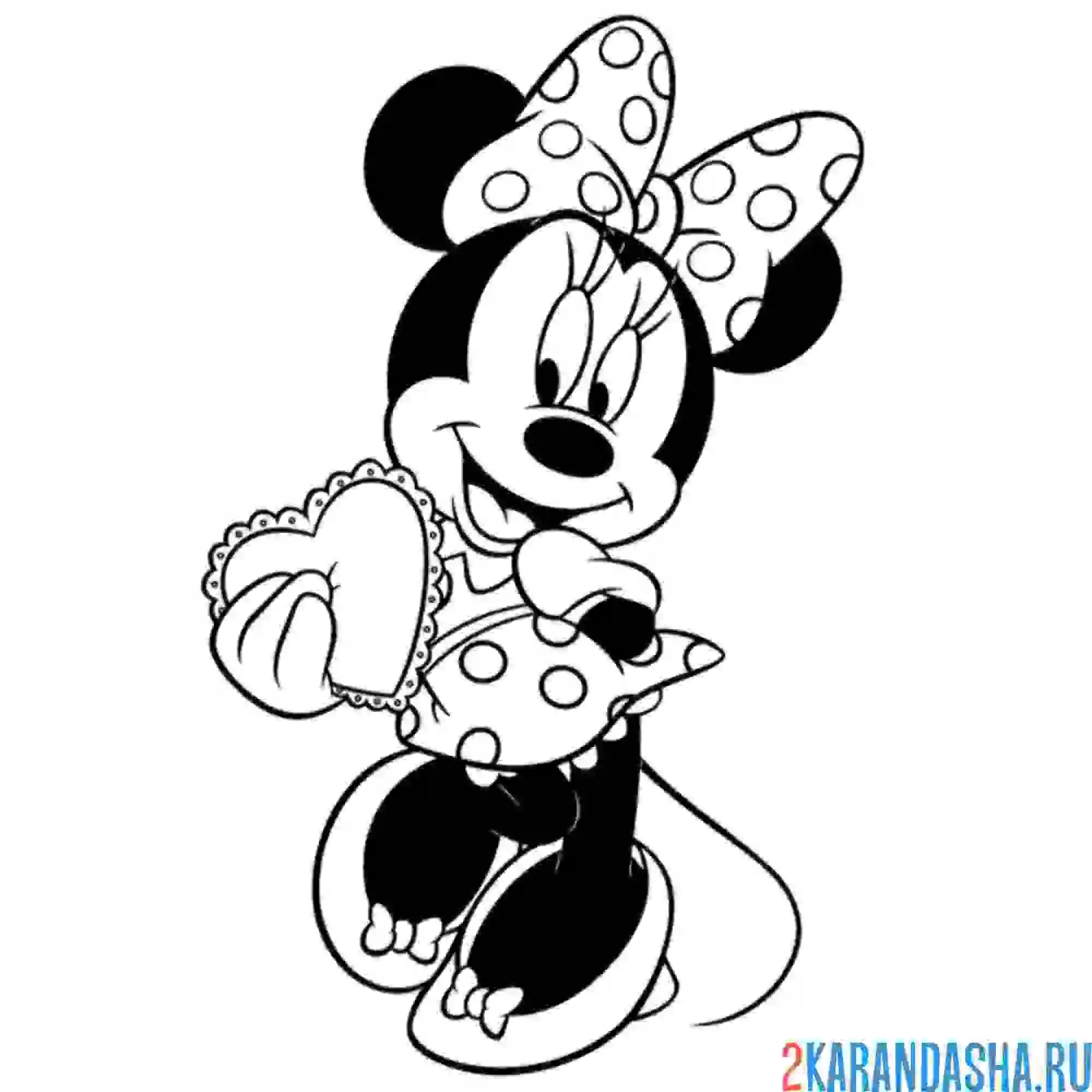 Раскраска минни с коробкой конфет