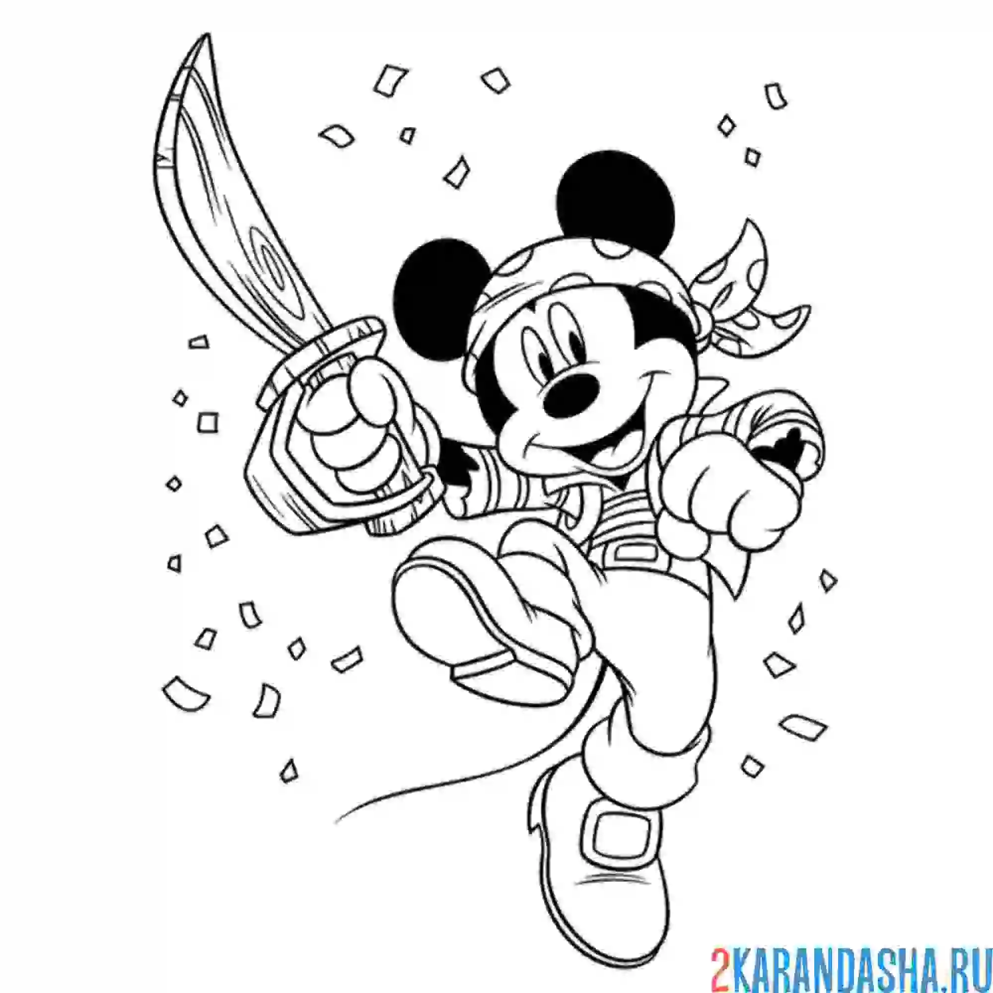 Раскраска пират микки маус
