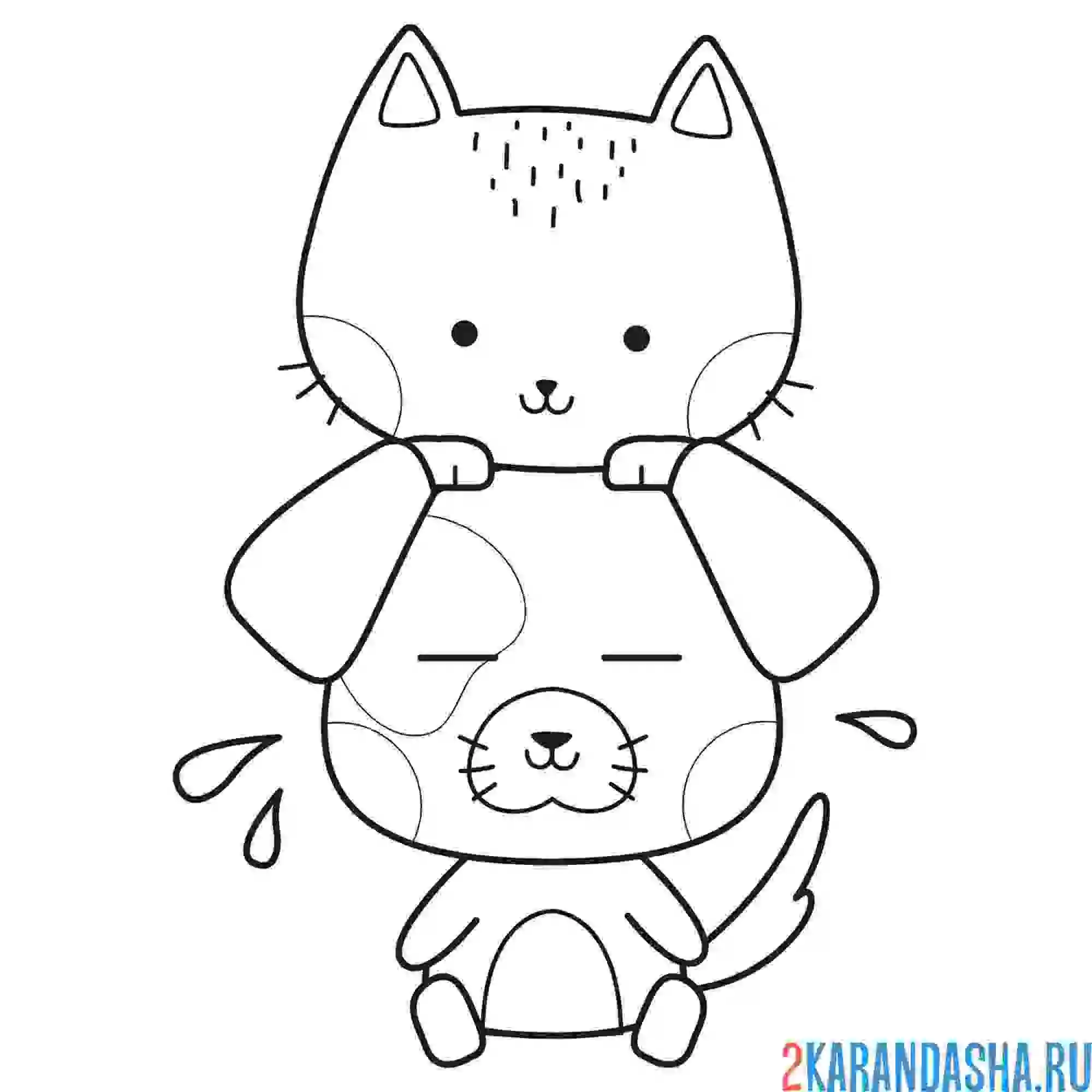 Раскраска котенок и щеночек