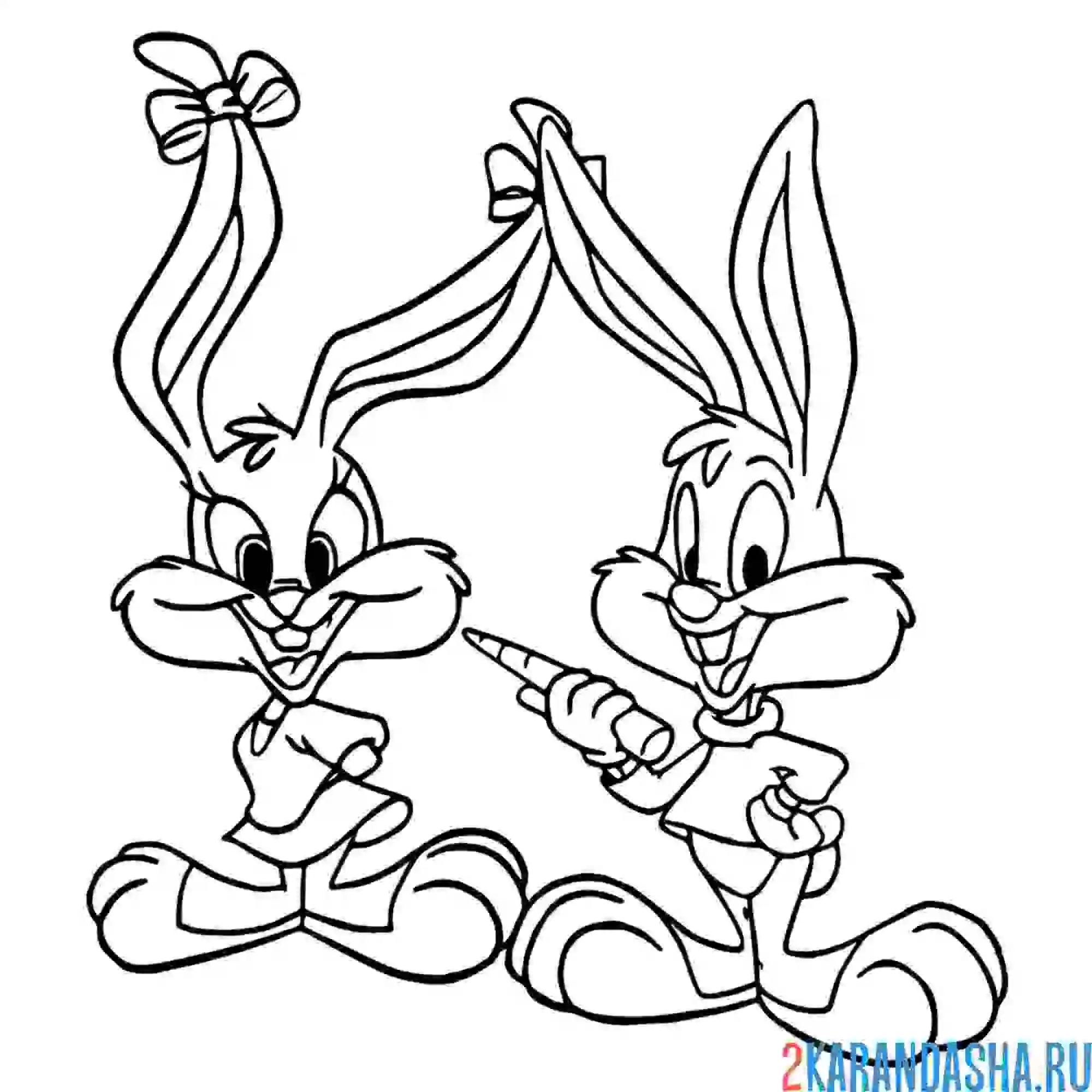 Раскраска девочка и мальчик зайчата