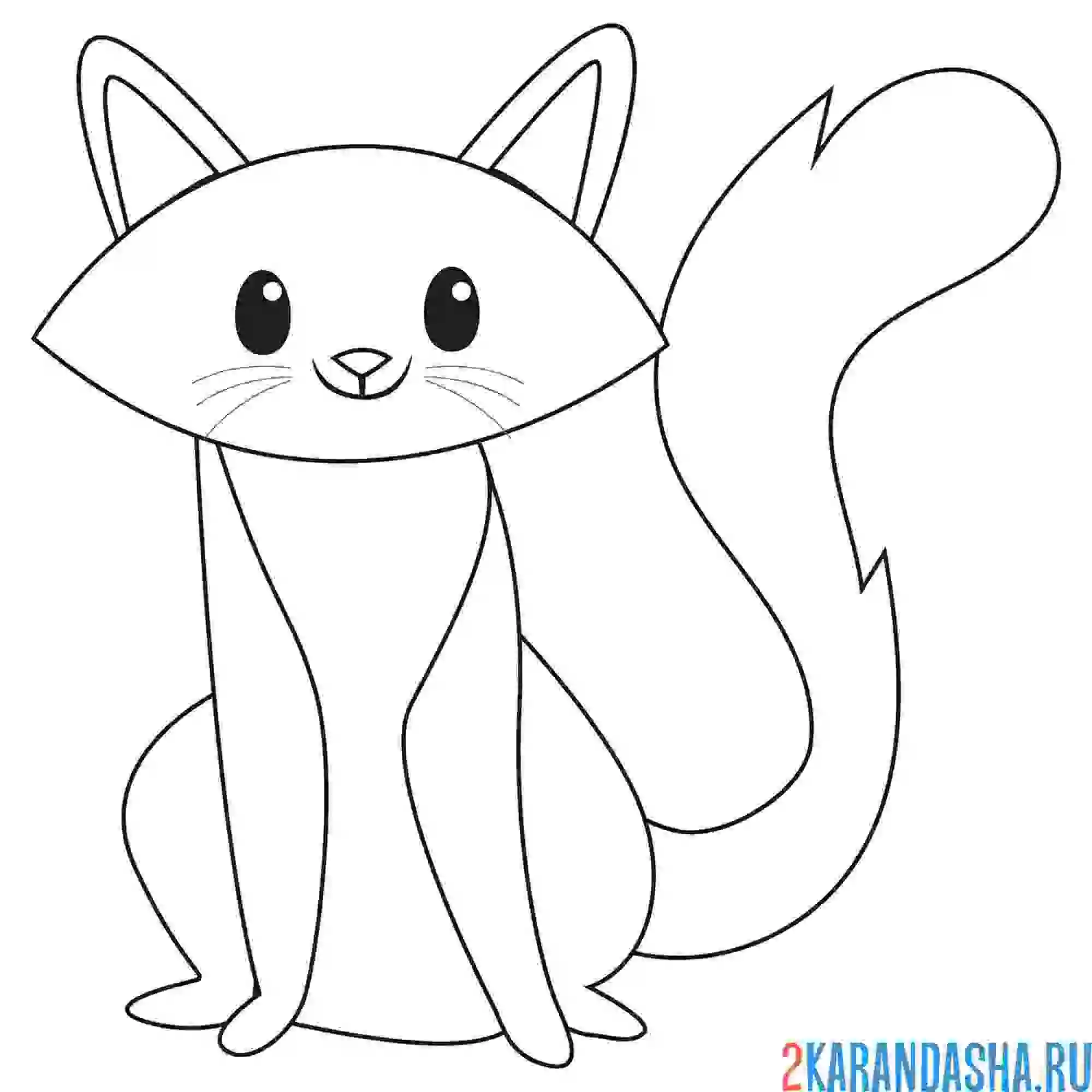 Раскраска кот с пушистым хвостом