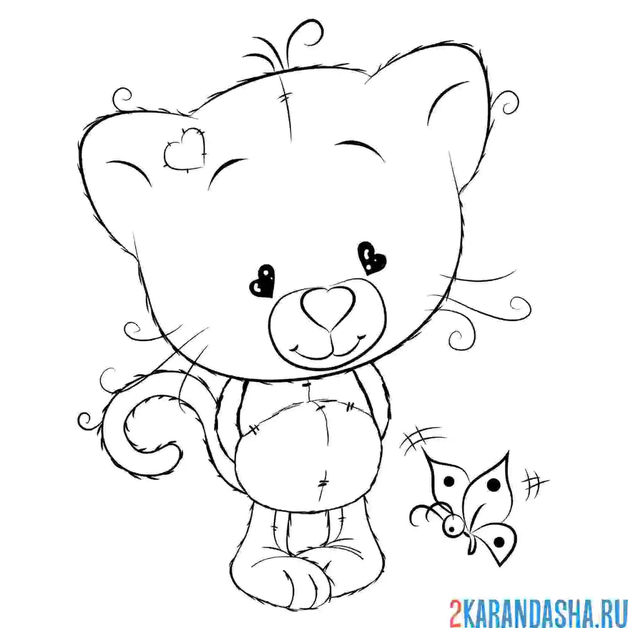 Раскраска плюшевый котенок