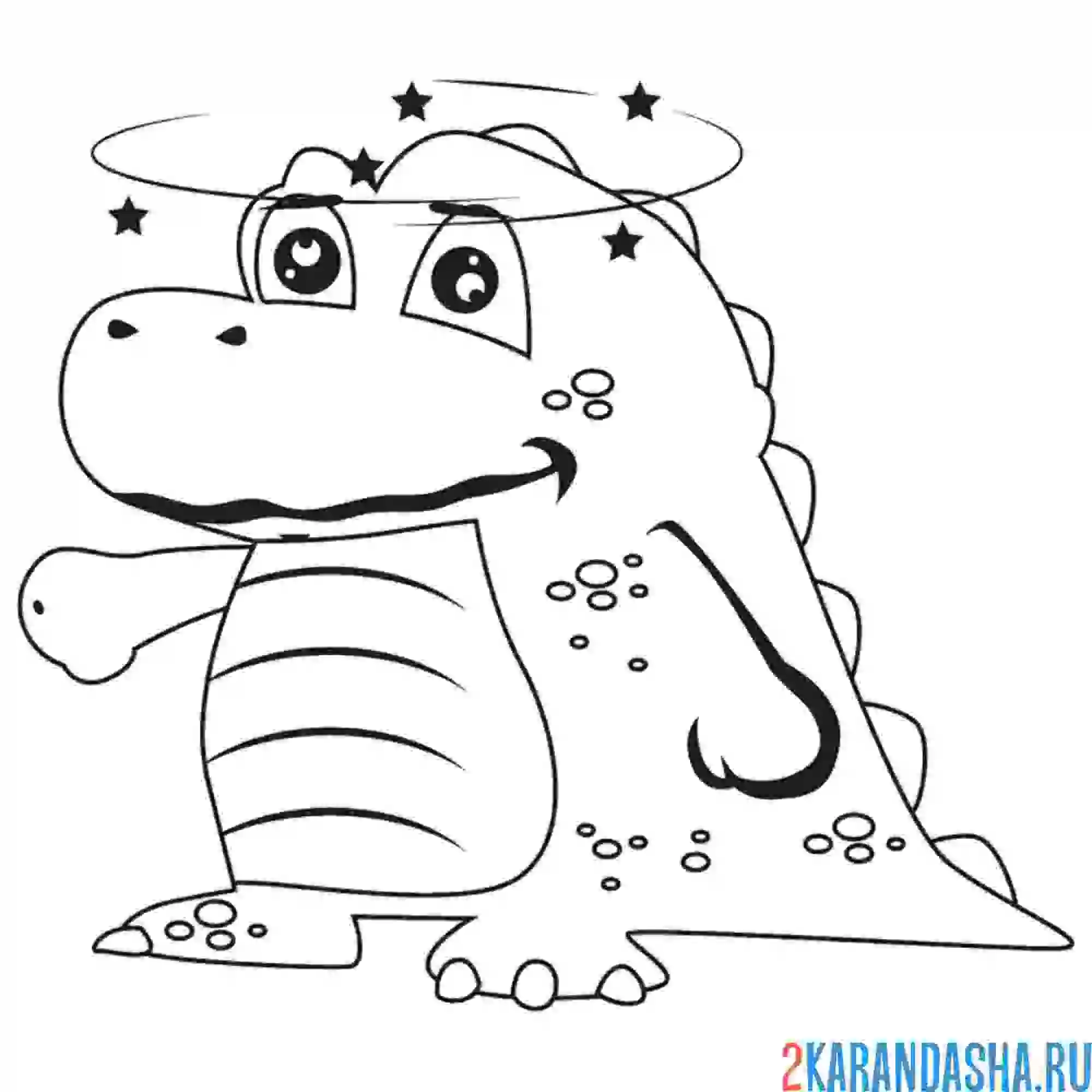 Раскраска крокодил со звездами