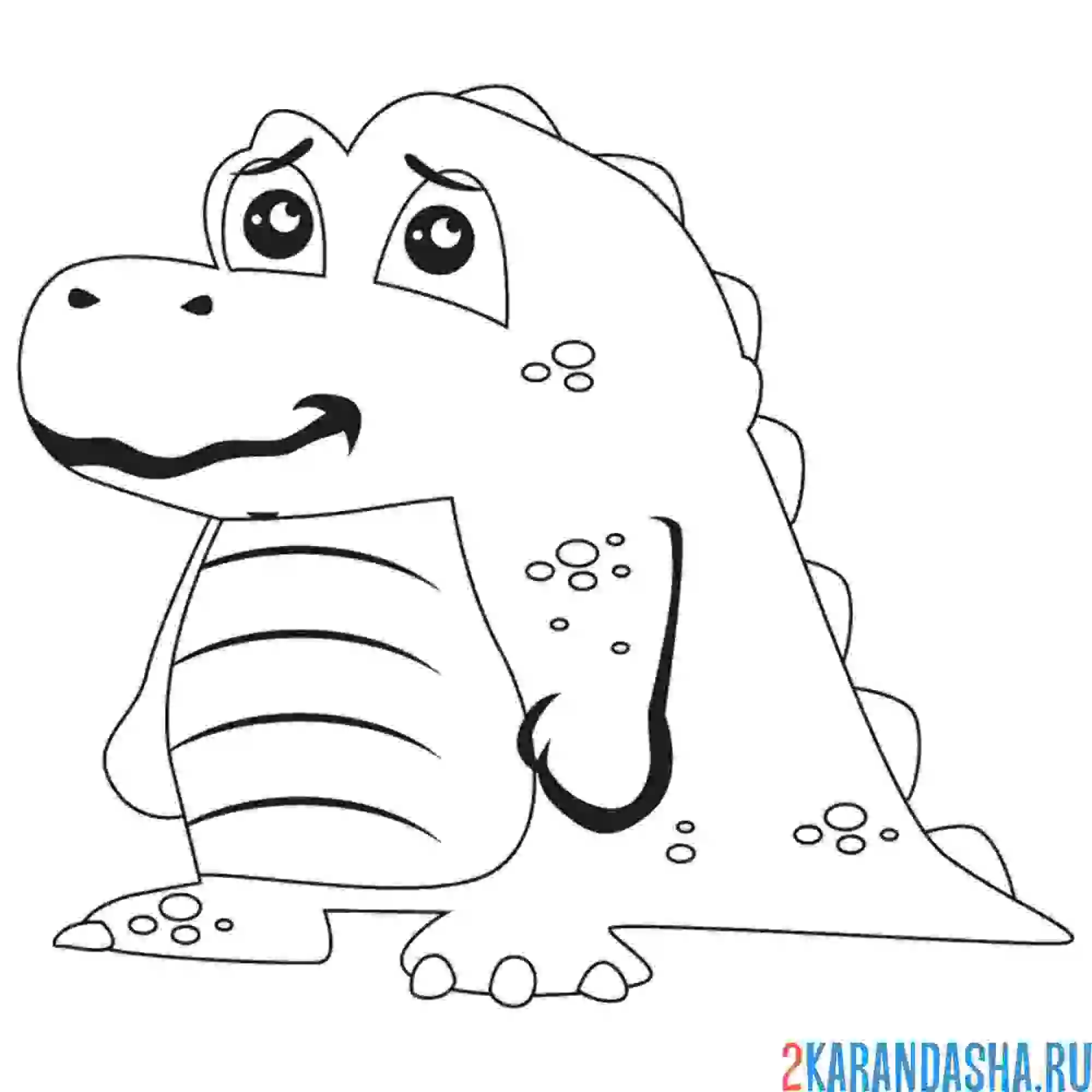 Раскраска крокодил грустит