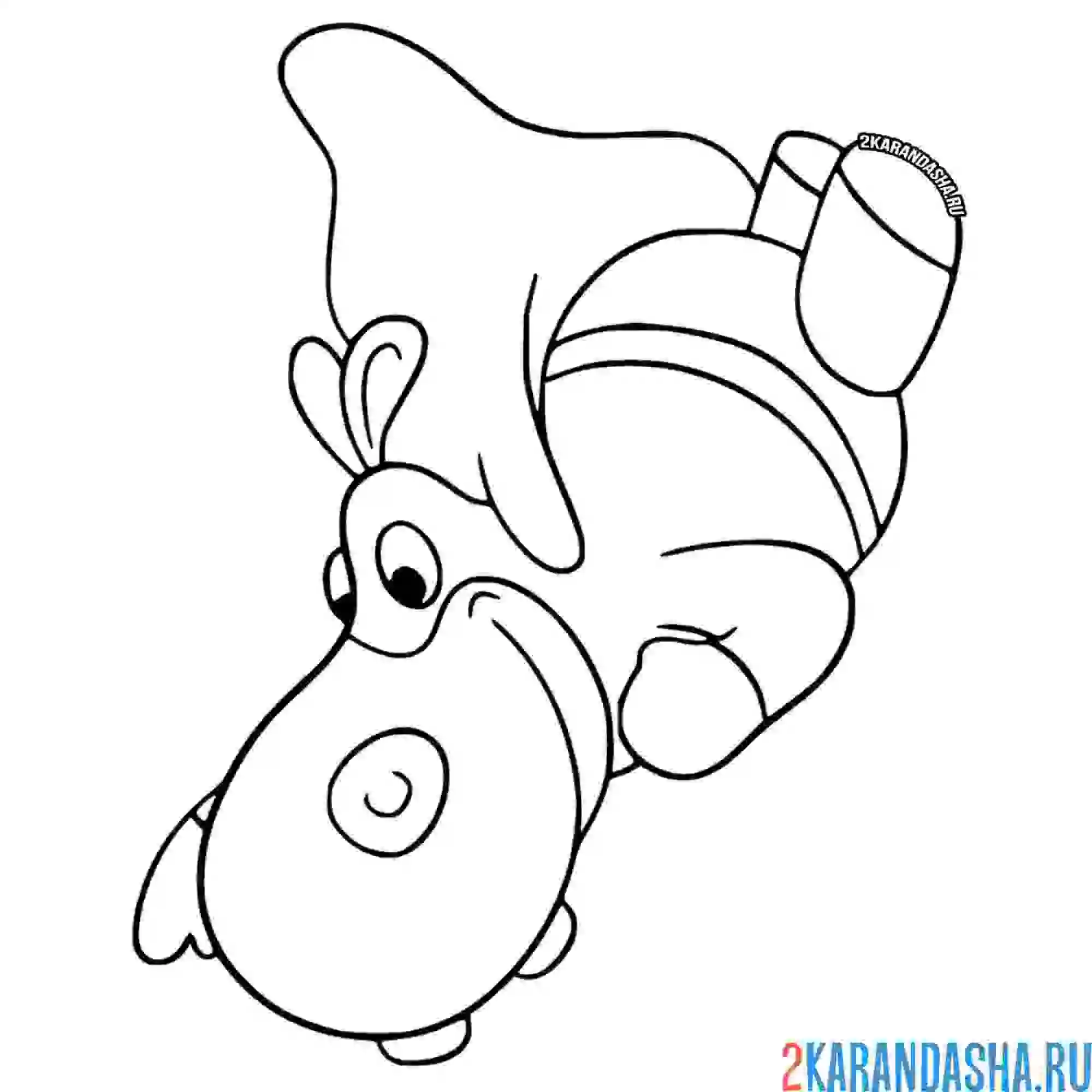 Раскраска бегемот супергерой