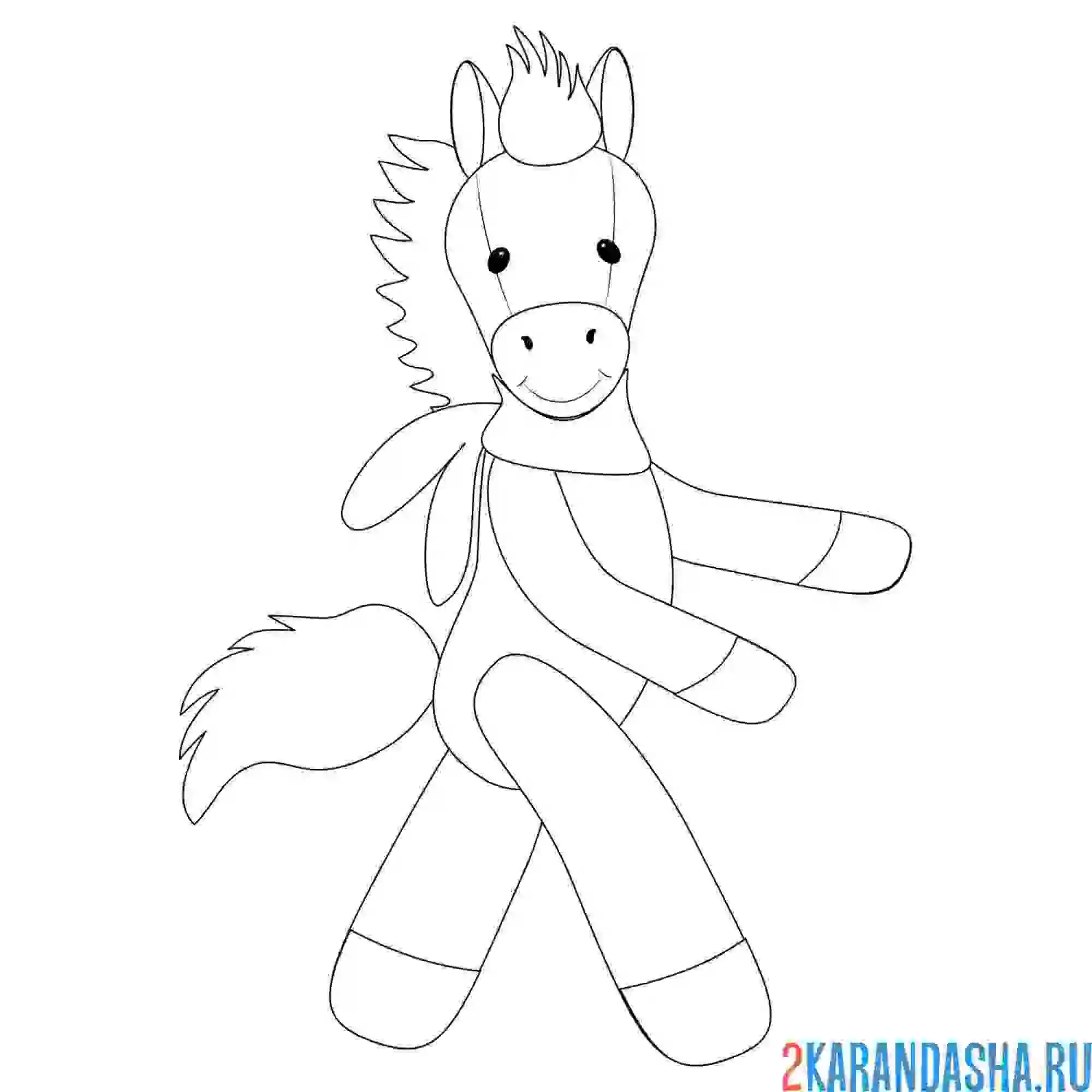 Раскраска лошадка в шарфе