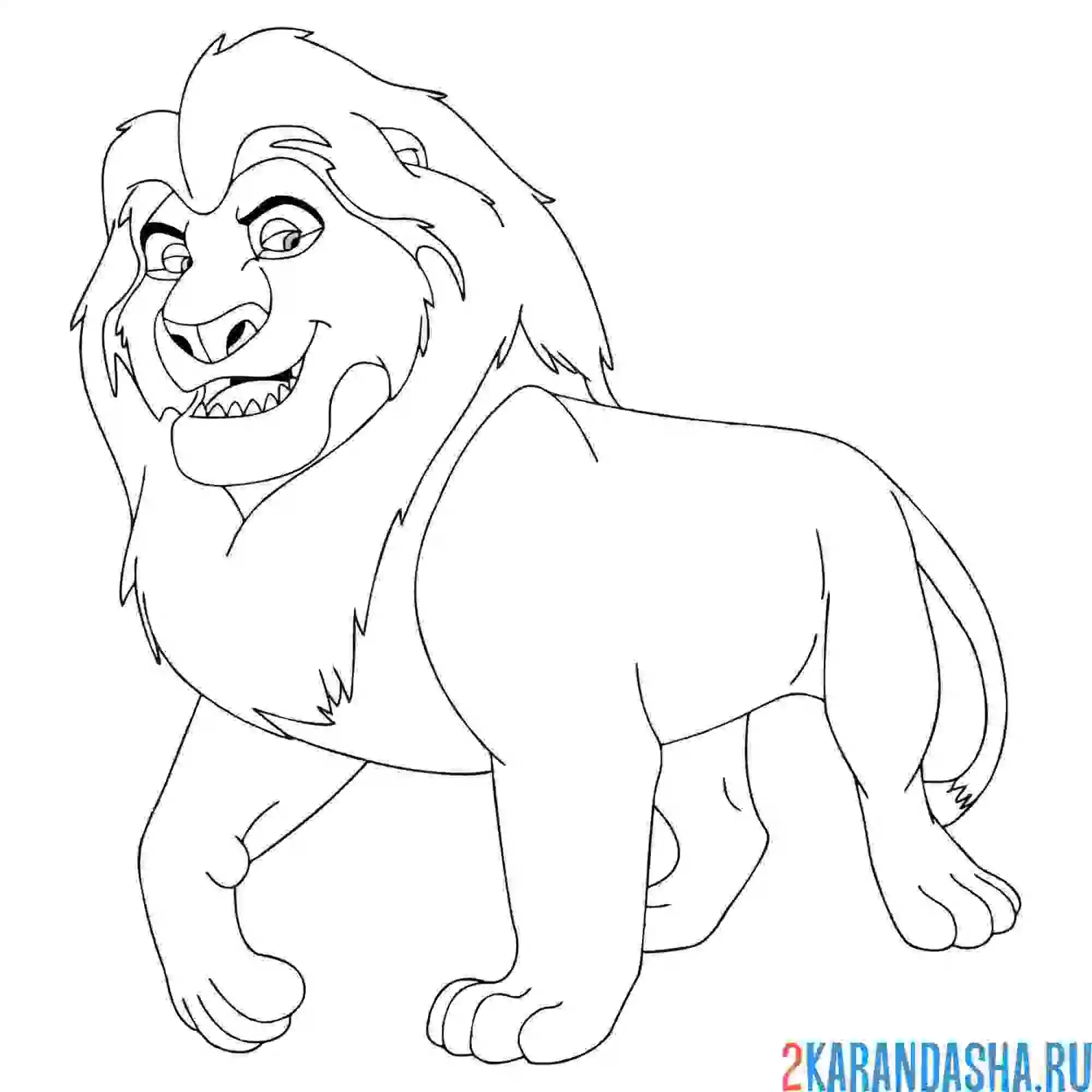 Раскраска король лев симба из мультфильма. муфаса