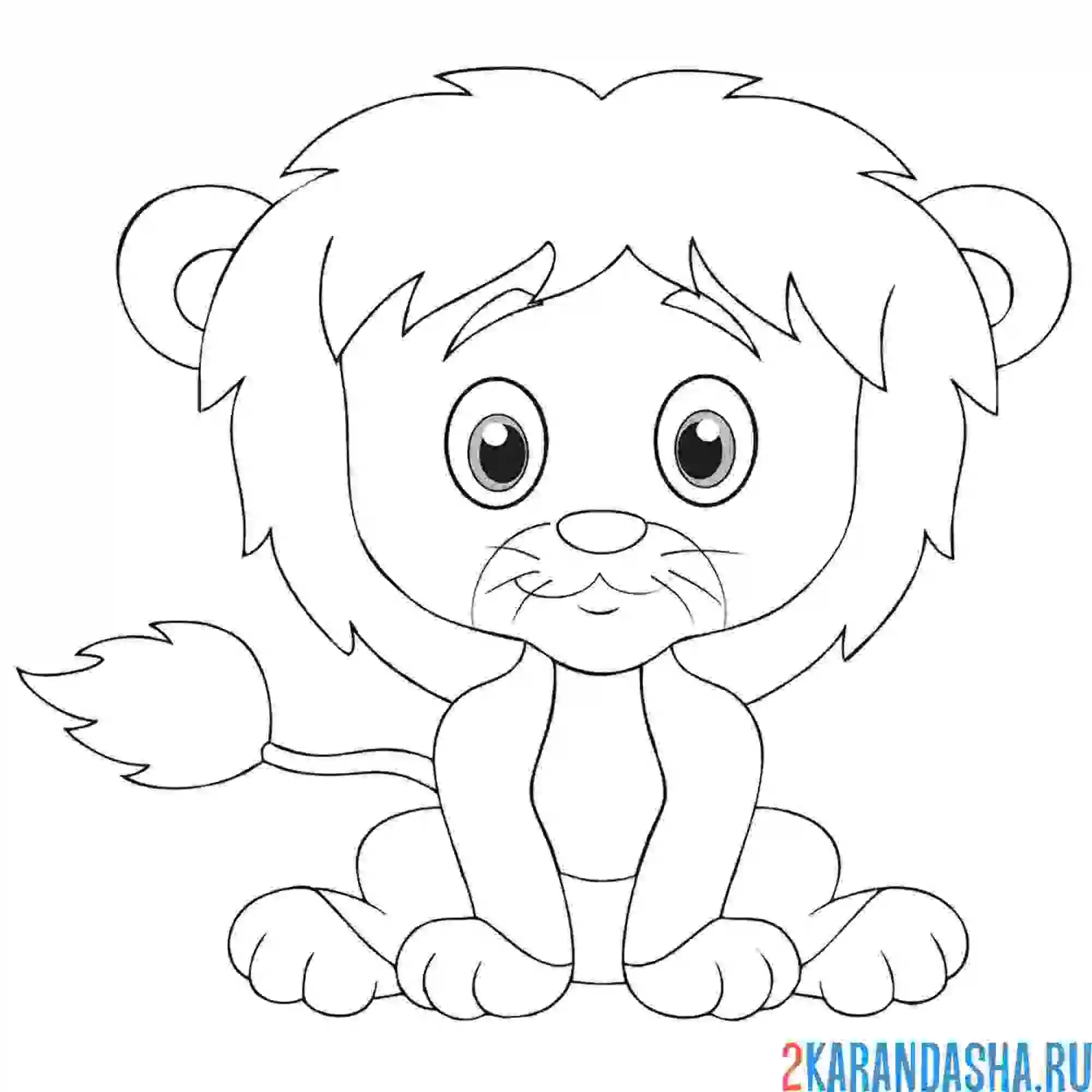 Раскраска милый львенок