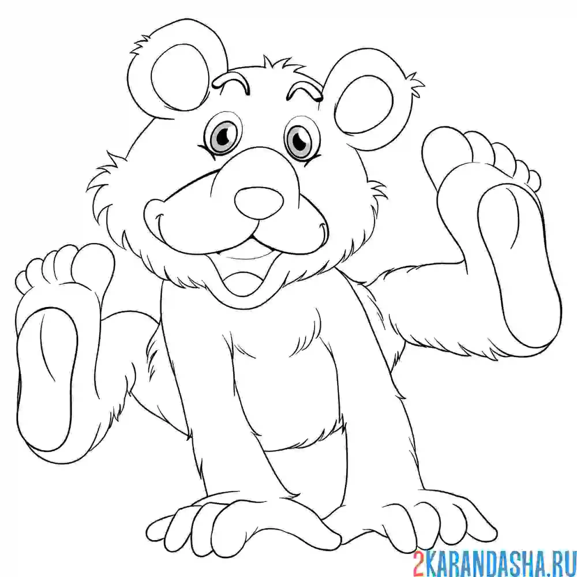 Раскраска медведь хулиган