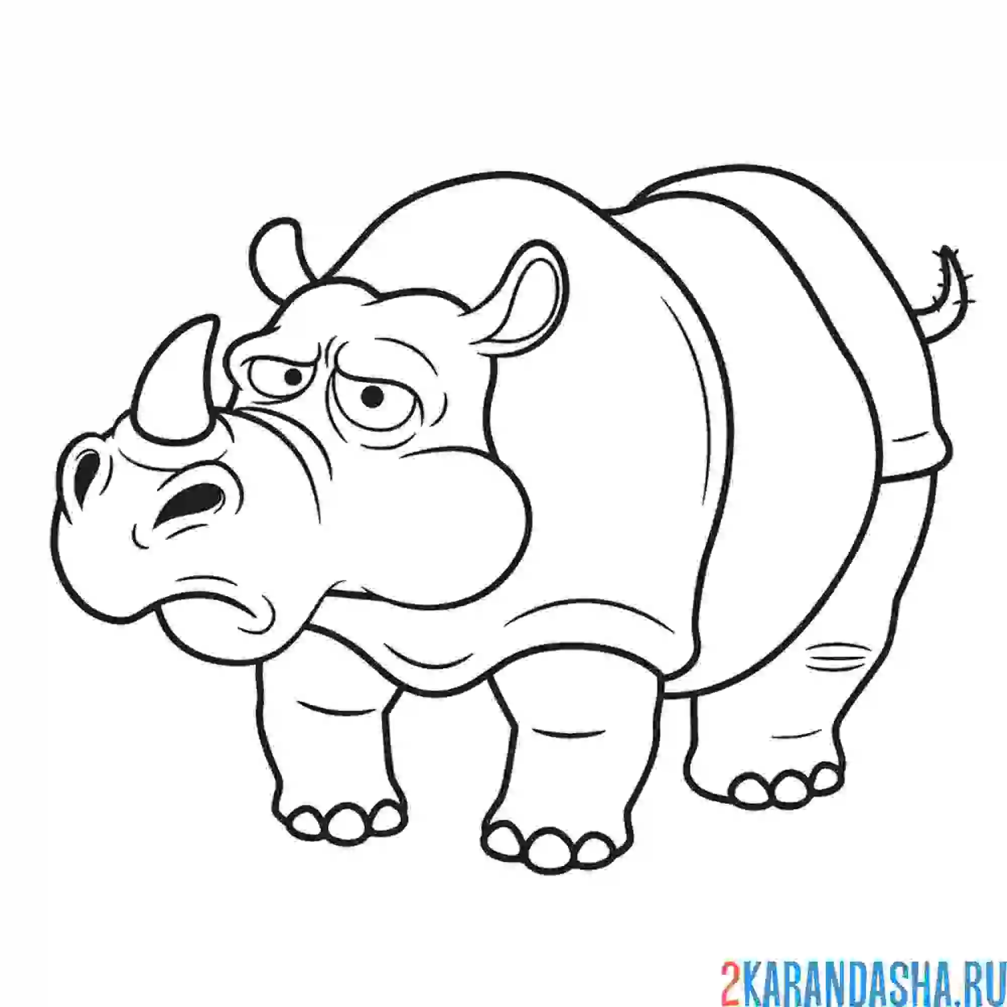 Раскраска уставший носорог