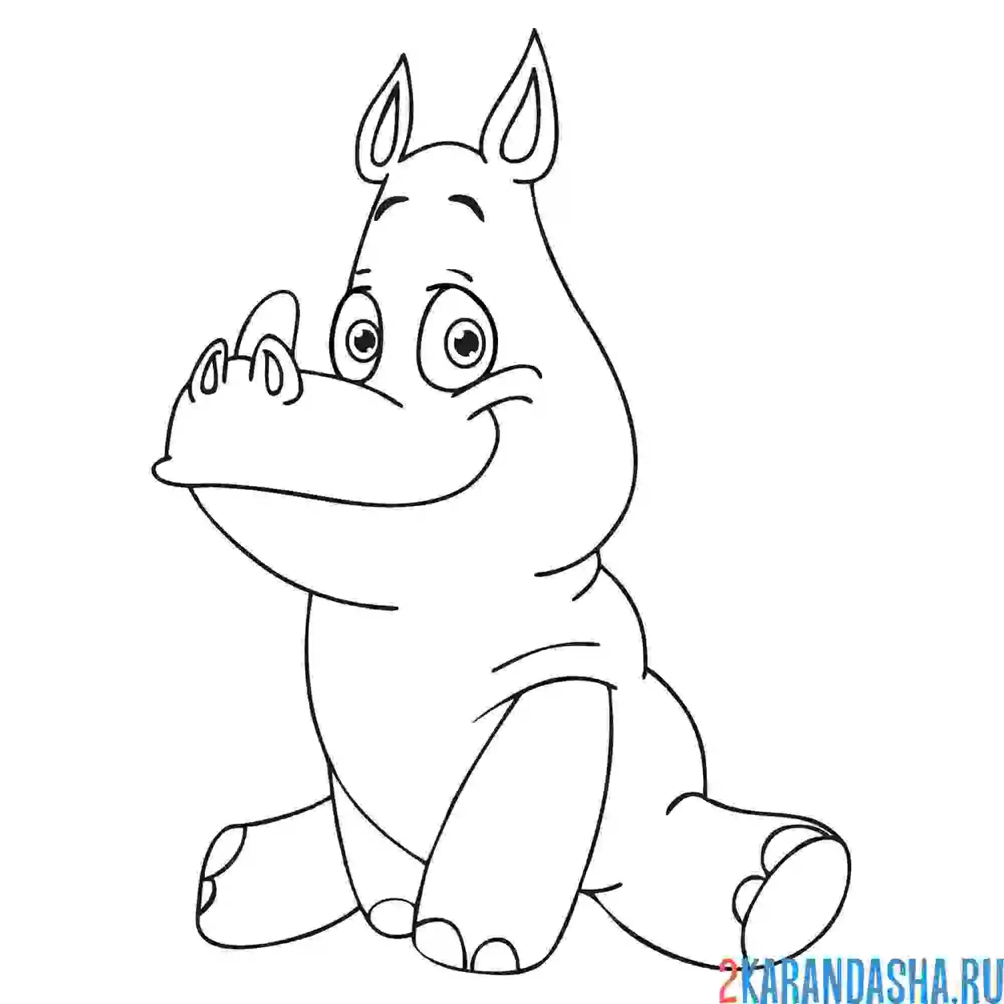 Раскраска малыш носорог