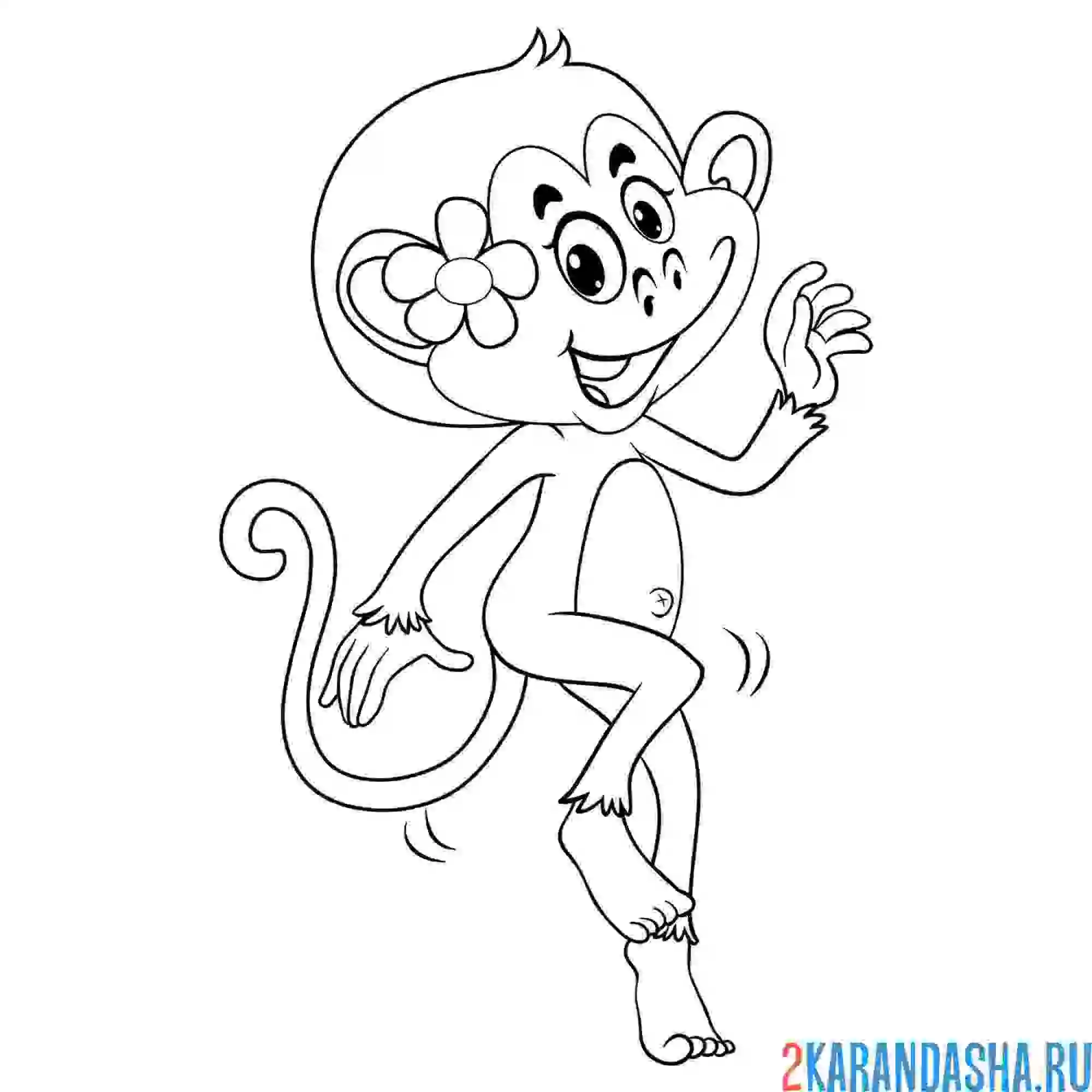 Раскраска девочка обезьянка