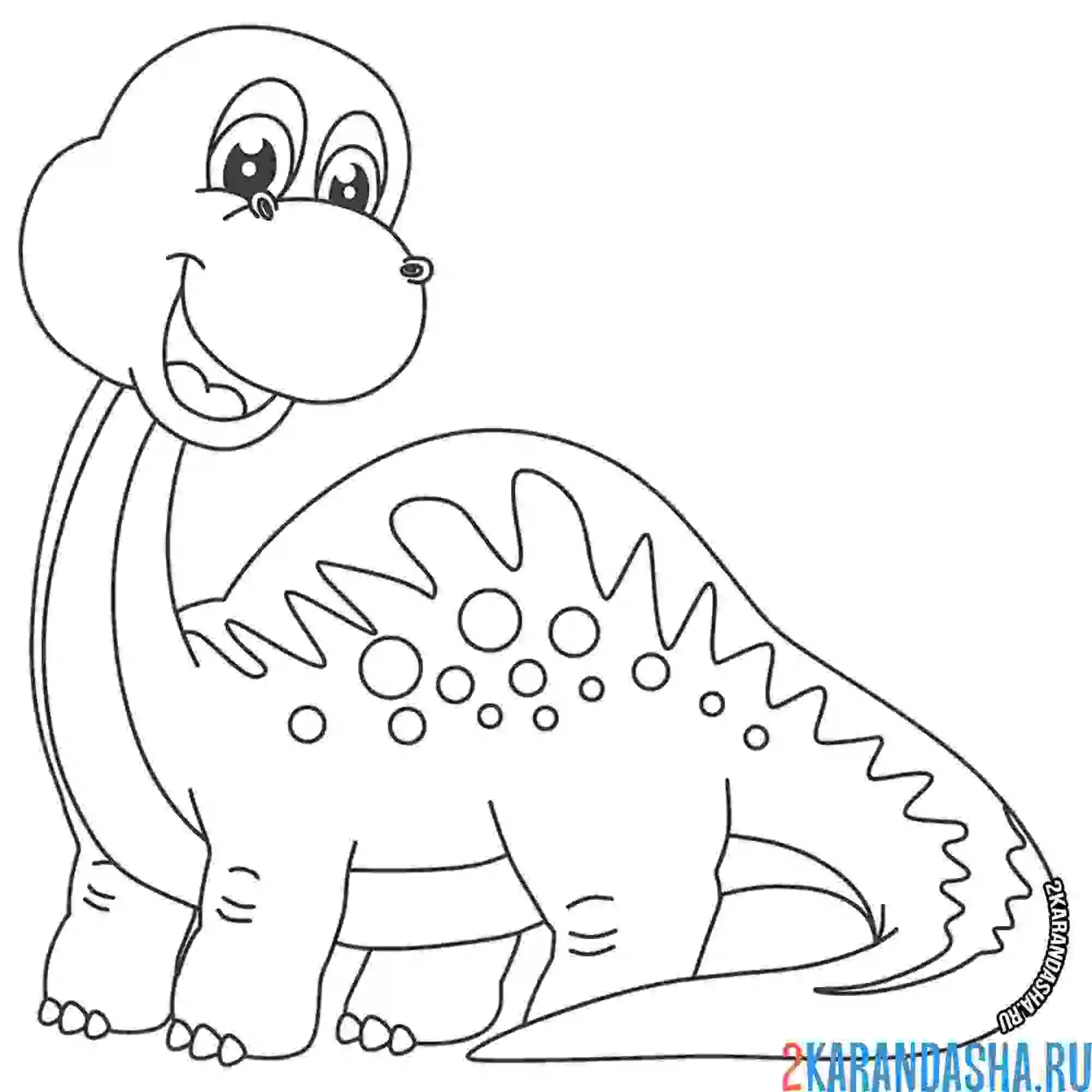 Раскраска динозавр улыбается
