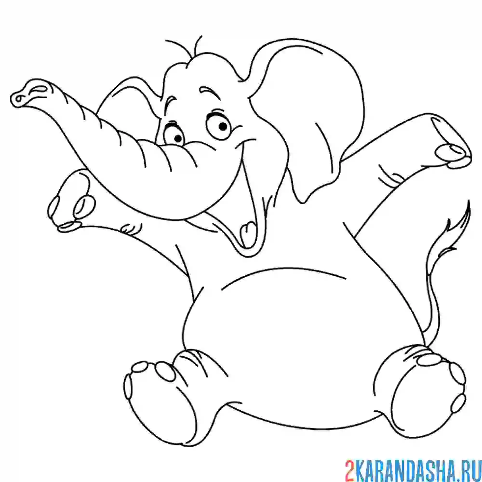 Раскраска счастливый слон