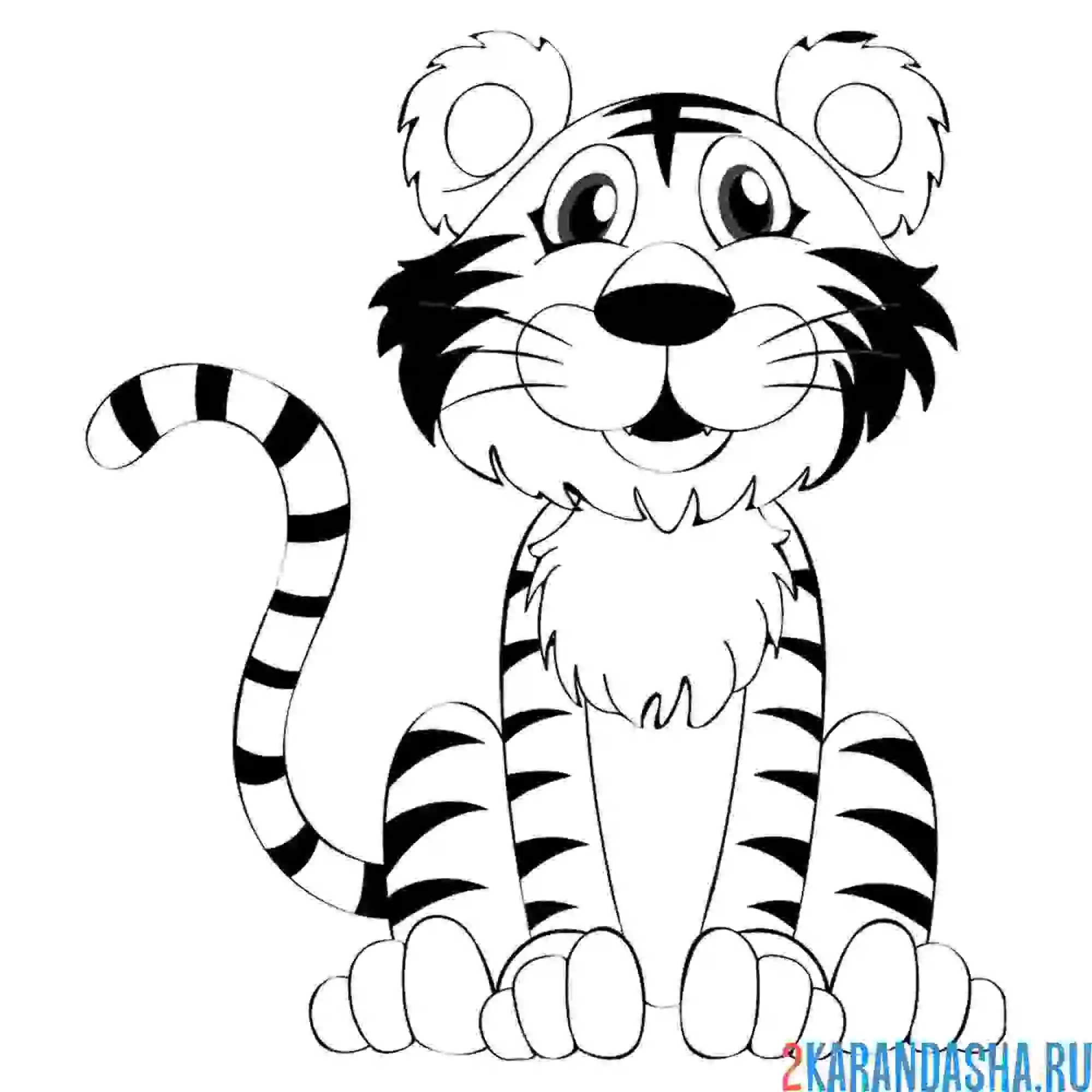Раскраска тигр-дикое животное