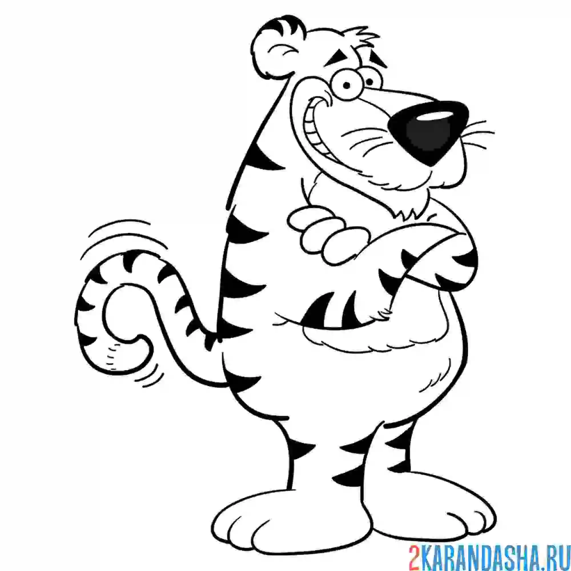 Раскраска крутой тигр