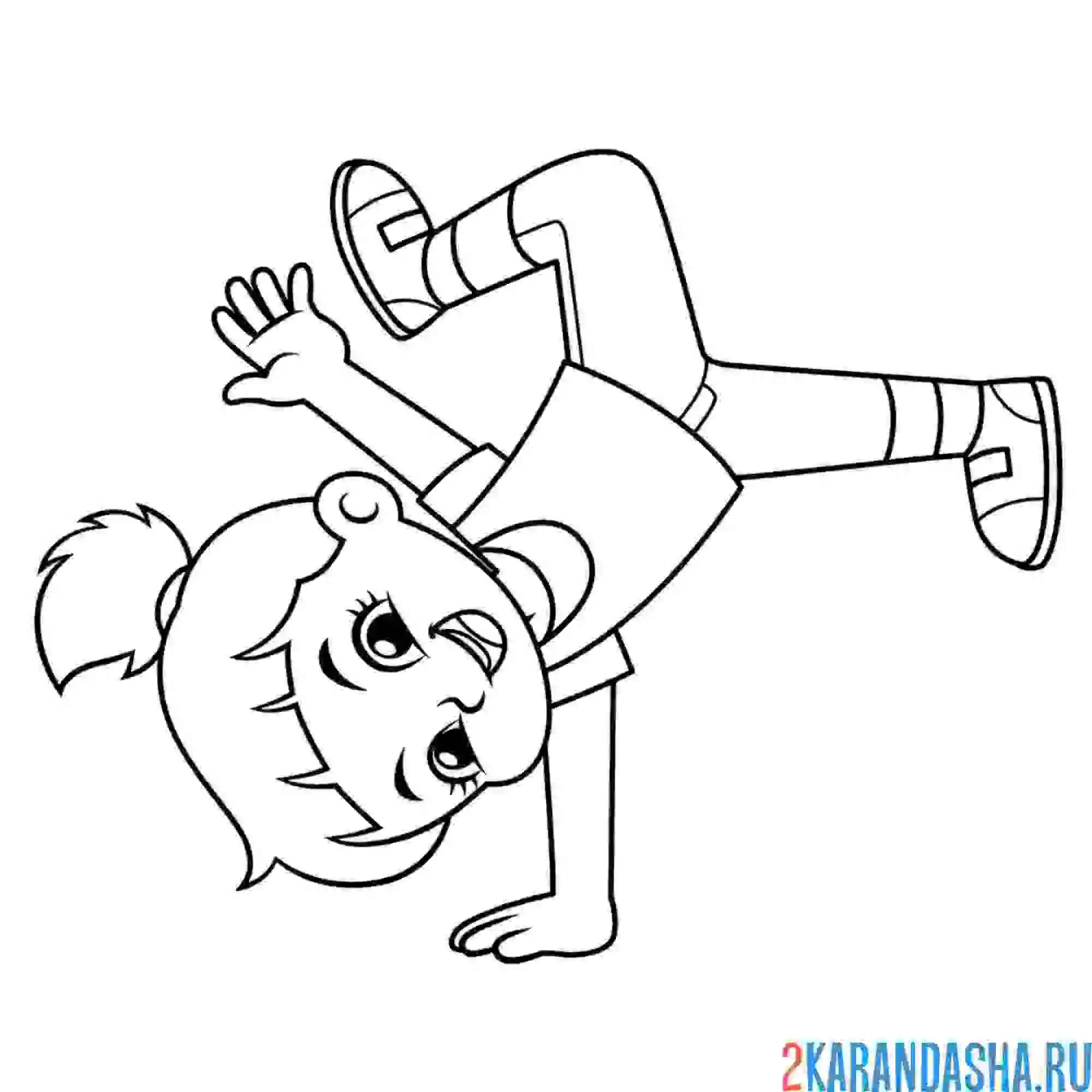 Раскраска девочка стоит на руке