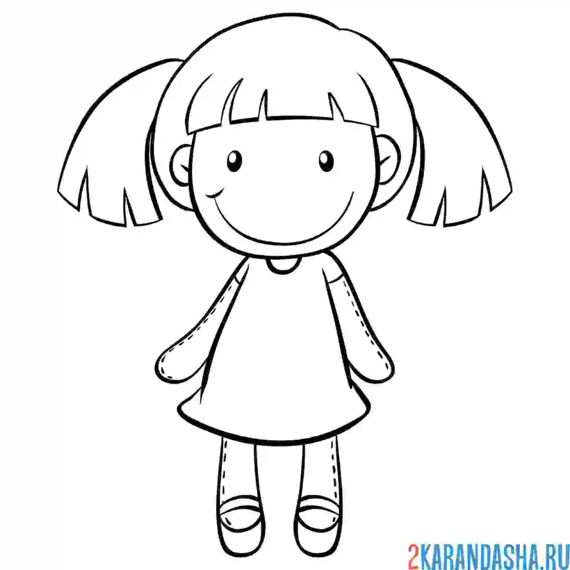 Раскраска кукла девочка